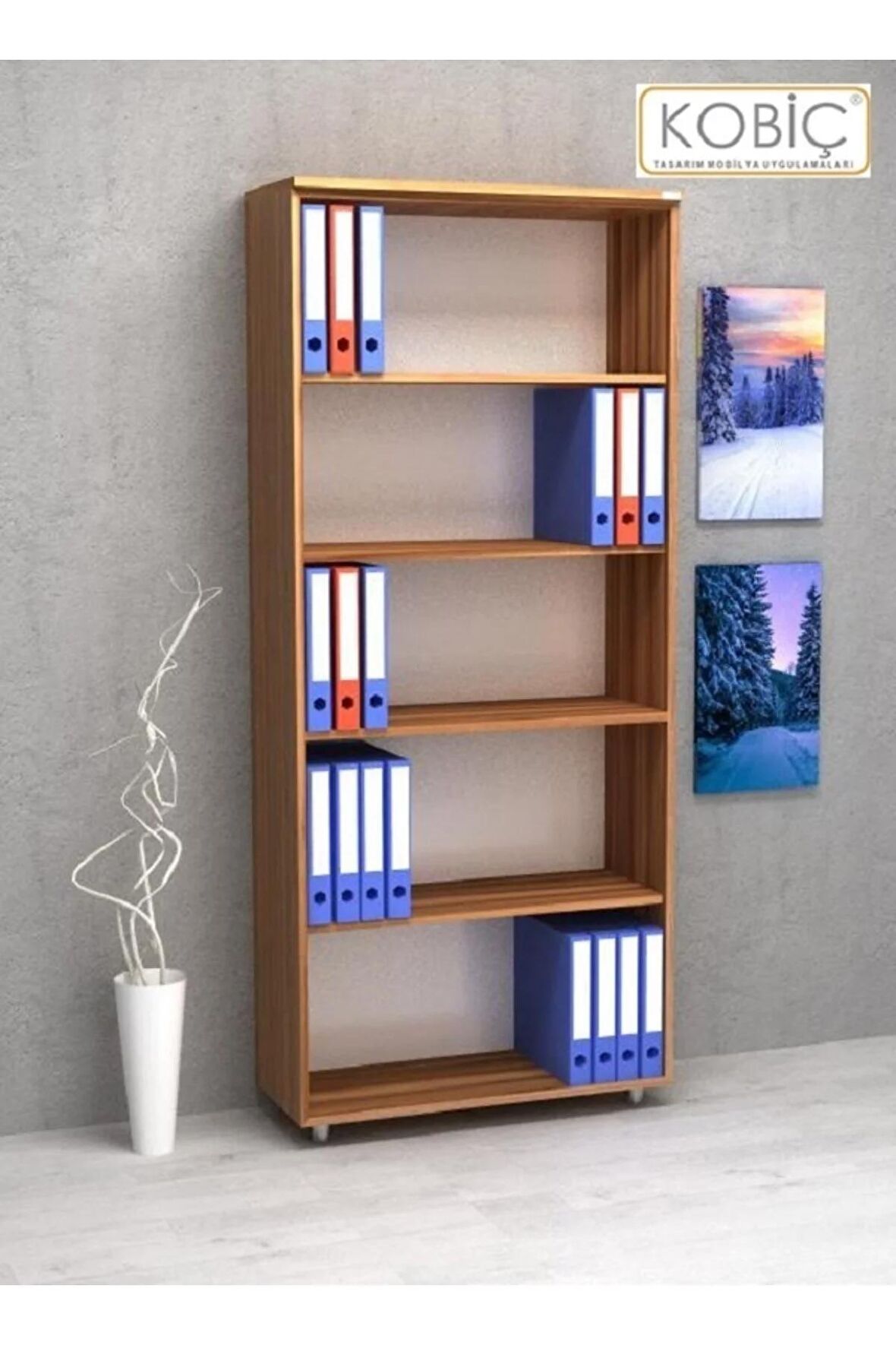 KOBİÇ Dosya Dolabı Açık Raflı 80x35x185 Cm (CEVİZ)