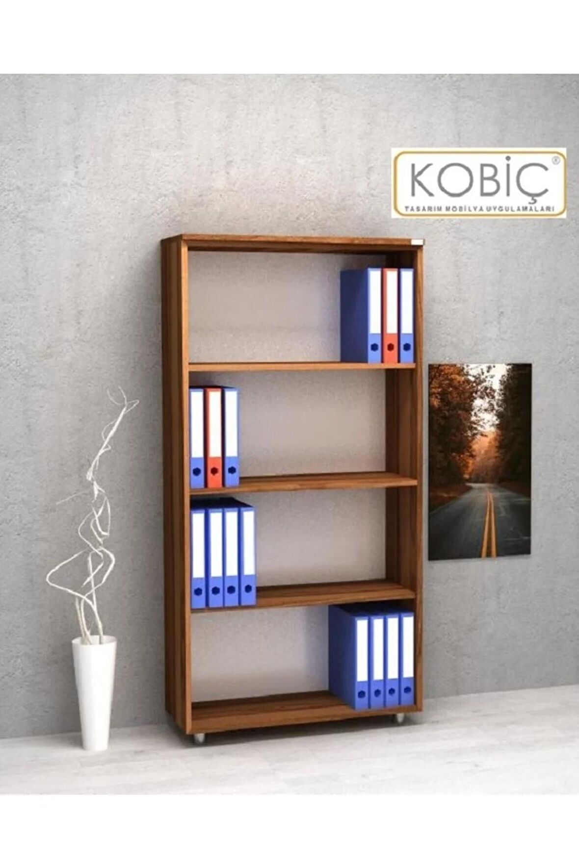 KOBİÇ Dosya Dolabı Açık Raflı 80x35x150 Cm (CEVİZ)