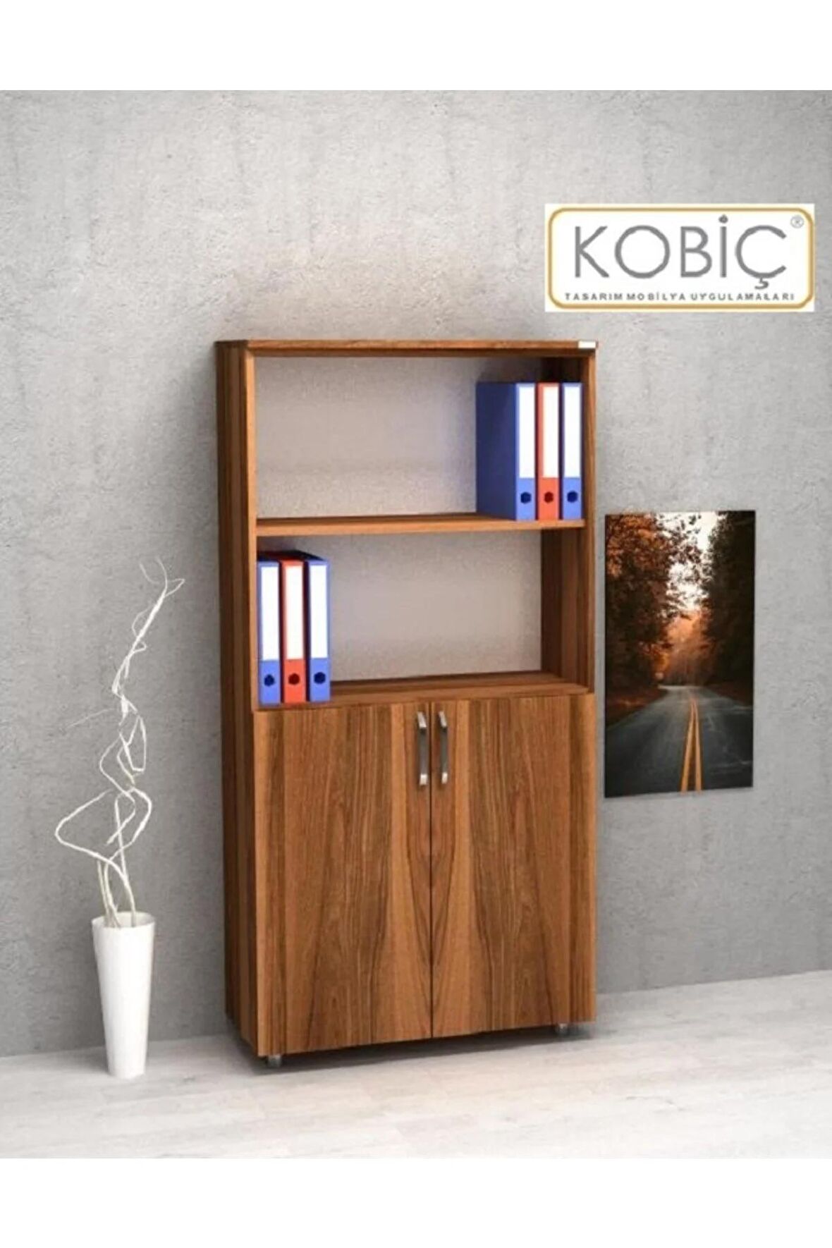 KOBİÇ Dosya Dolabı Yarım Kapak 80x35x150 Cm (CEVİZ)