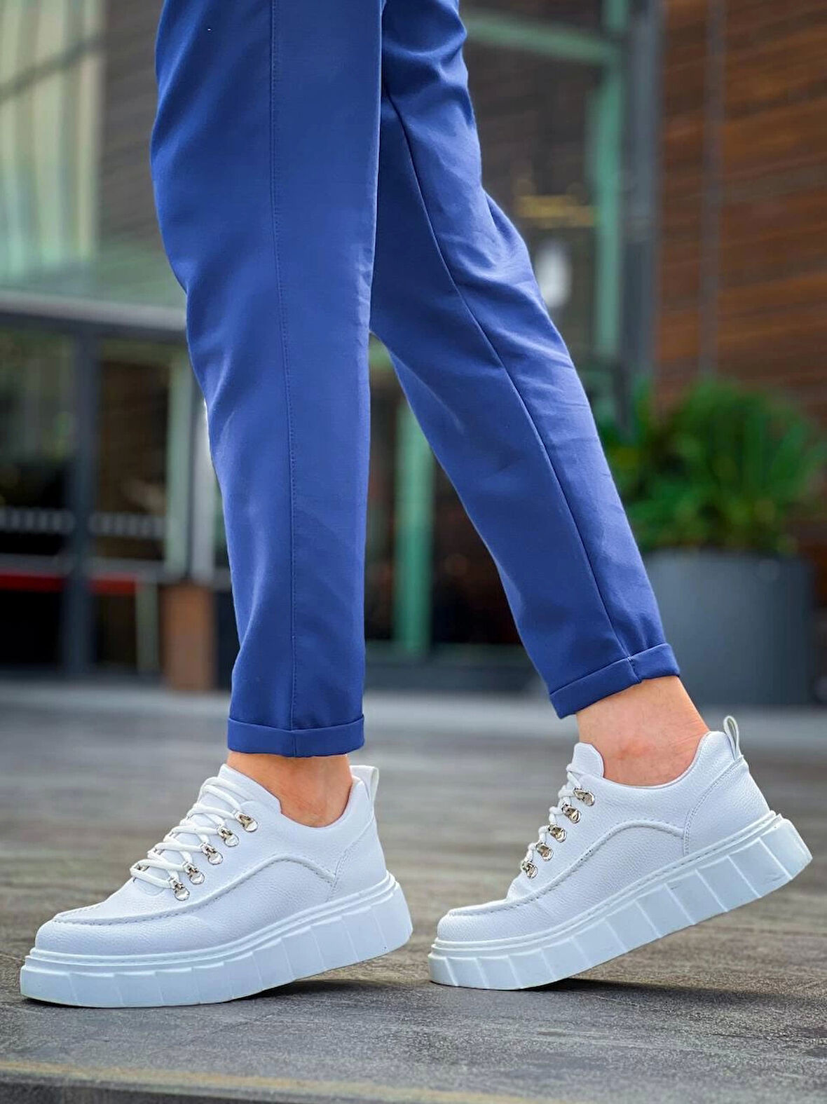 Tb-x10 Terzi Bey Beyaz Cilt  Beyaz Yüksek Taban Günlük Spor Ayakkabı