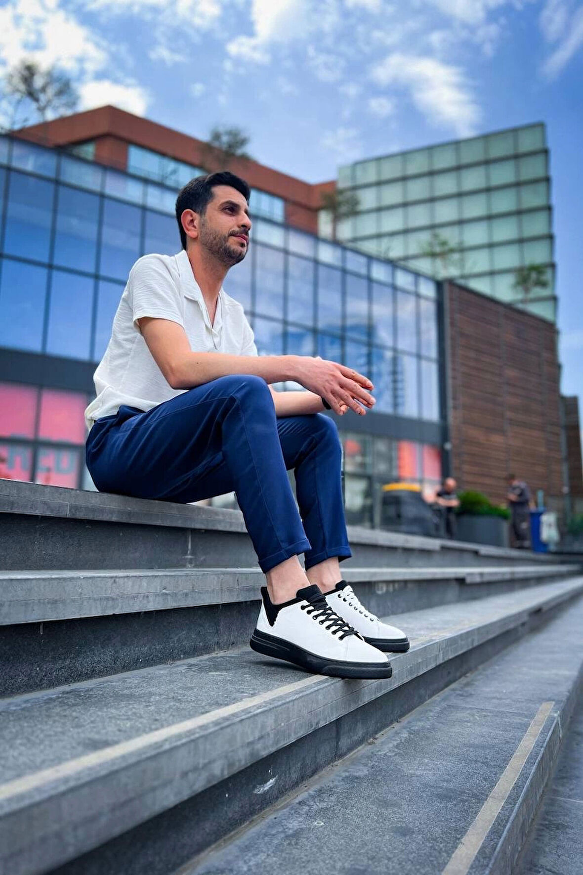 Tb-x204 Terzi Bey Beyaz Siyah Keten Siyah Yüksek Taban Günlük Erkek Spor Ayakkabı