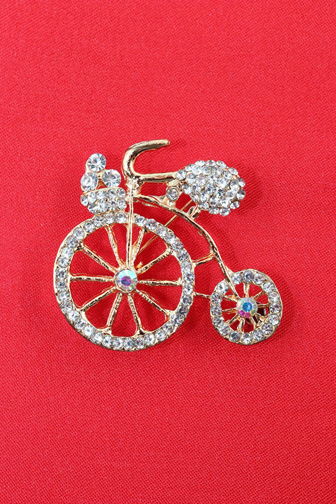 Bisiklet broş. Taşlı tasarım bisiklet broş. Yaka iğnesi bisiklet broş. Kadın broş. Broş.