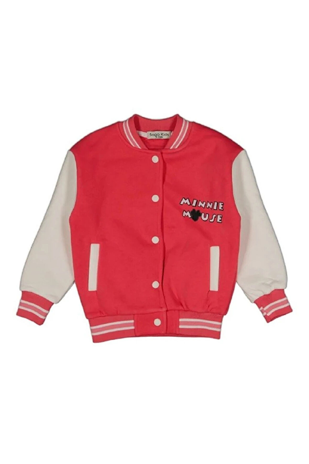 Sago Fuşya 3İp Şardonlu Minnie Mause Baskılı Kız Çocuk Kolej Ceket 2165-F