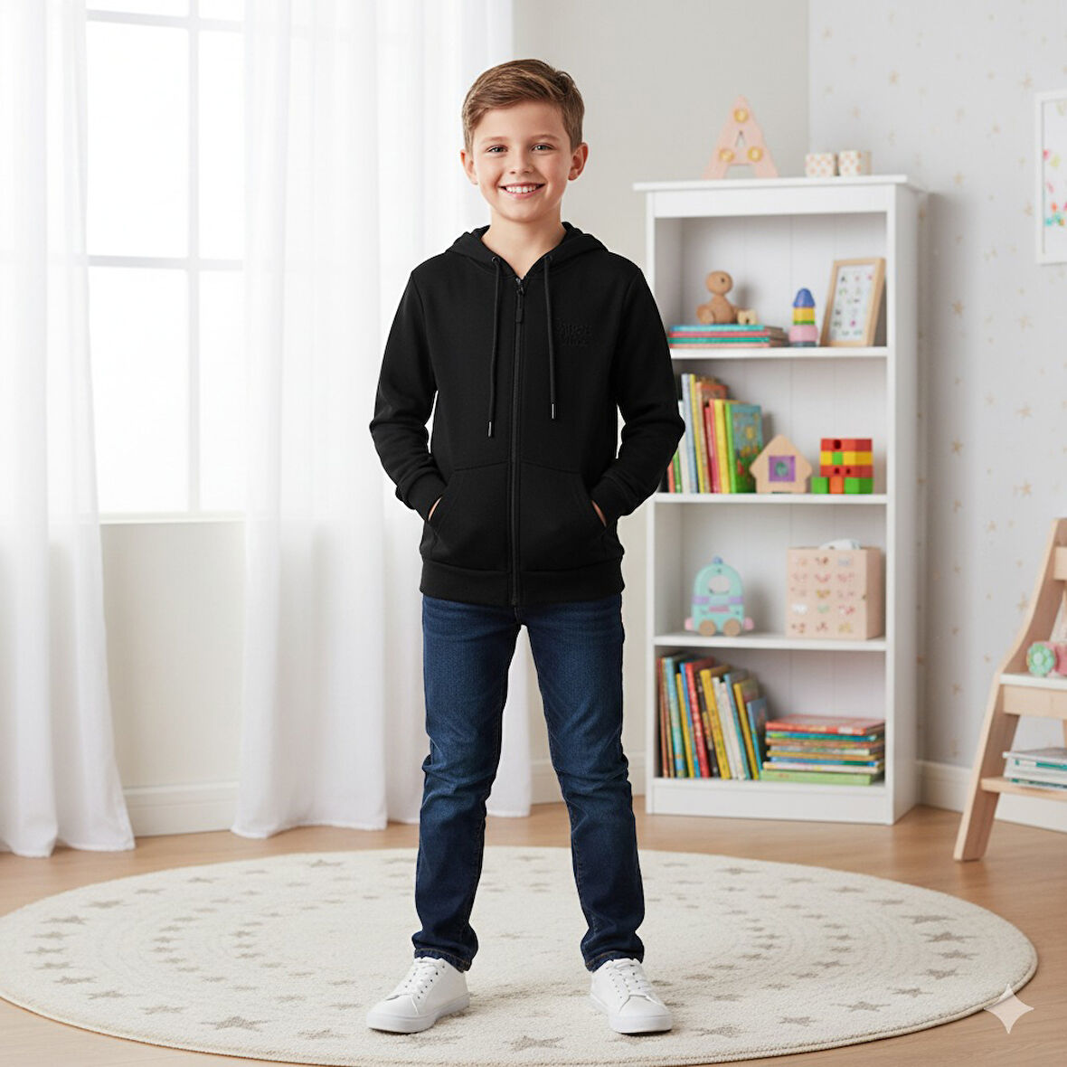 YUKOKC 3İp Şardonlu Erkek Çocuk Kapşonlu Sweat Ceket 5151