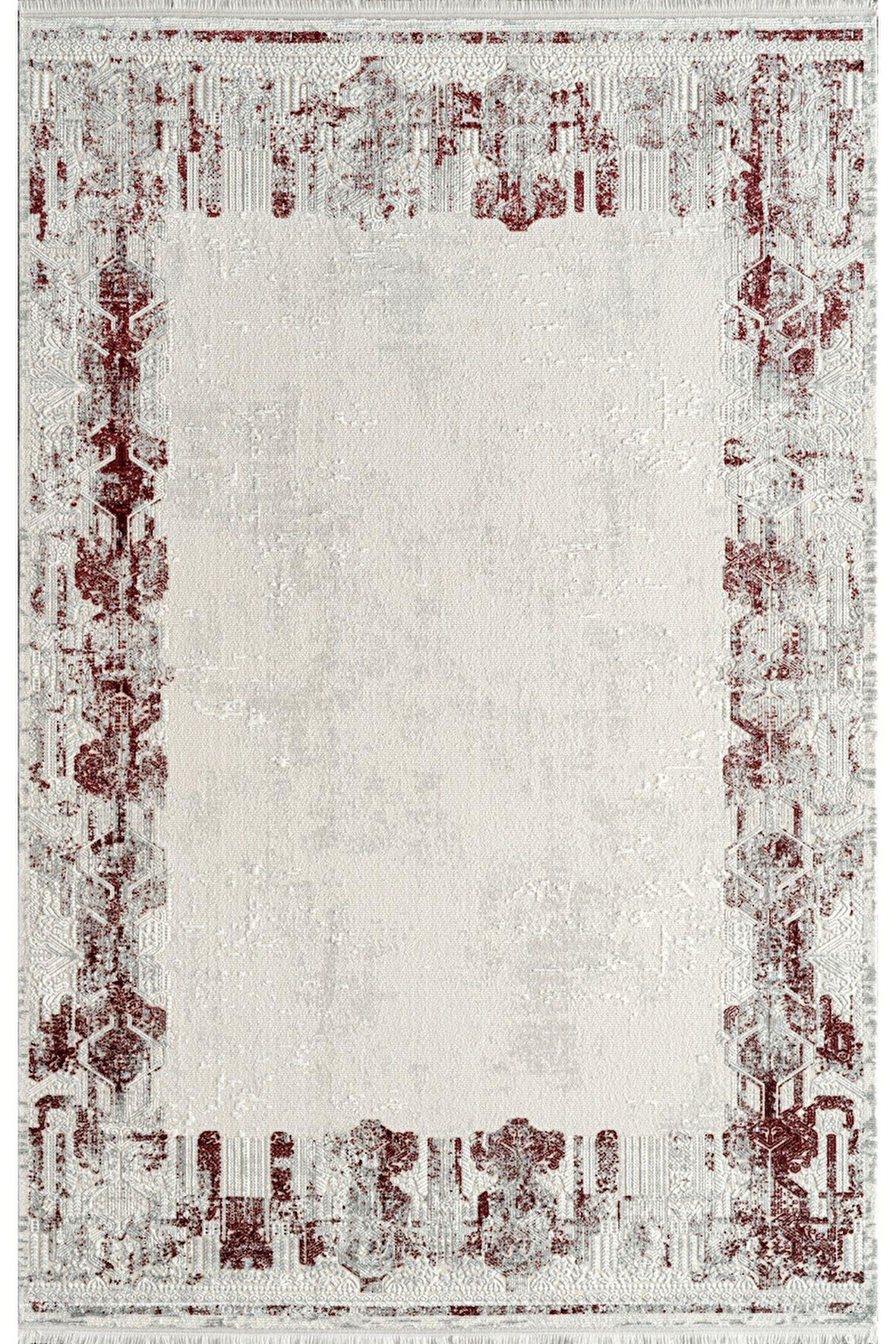 Royal Halı Kim Royal KC02A Krem Bordo Akrilik Yumuşak Dokulu Modern Eskitme Halı