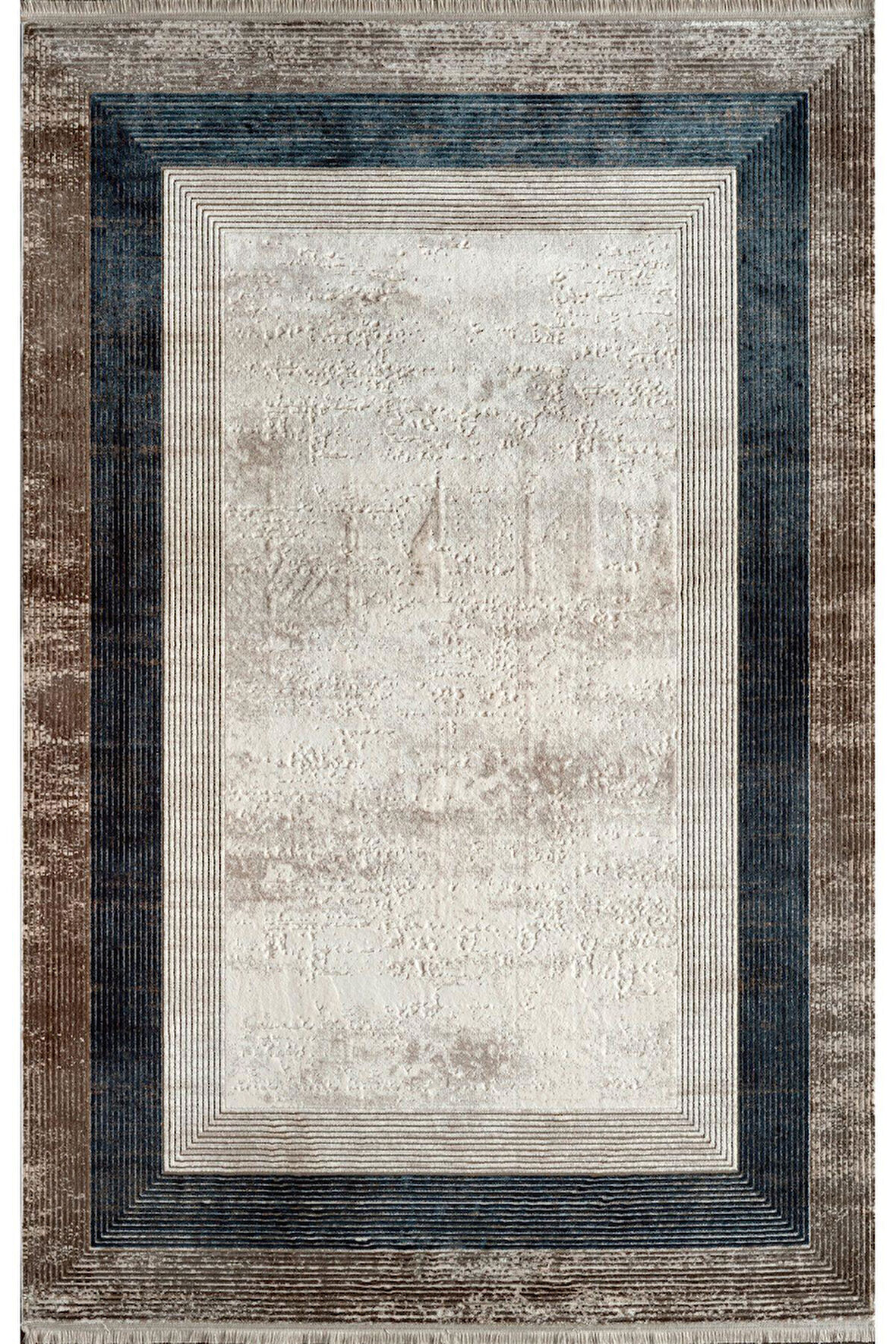 Royal Halı Kim Royal KC04B Vizon Lacivert Akrilik Yumuşak Dokulu Modern Çerçeveli Halı