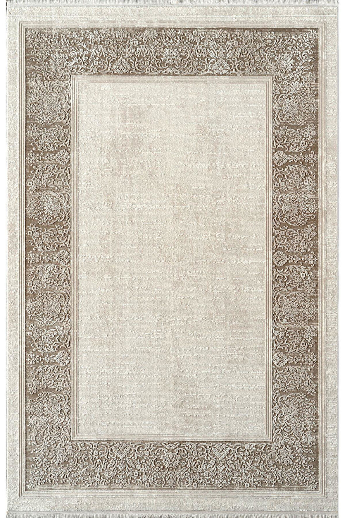 Royal Halı Kim Royal KC07A Krem Vizon Akrilik Yumuşak Dokulu Modern Çerçeveli Halı