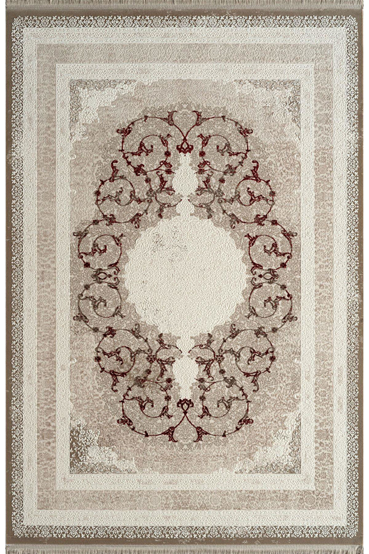 Royal Halı Kim Royal KC09A Vizon Bordo Akrilik Yumuşak Dokulu Modern Klasik Halı