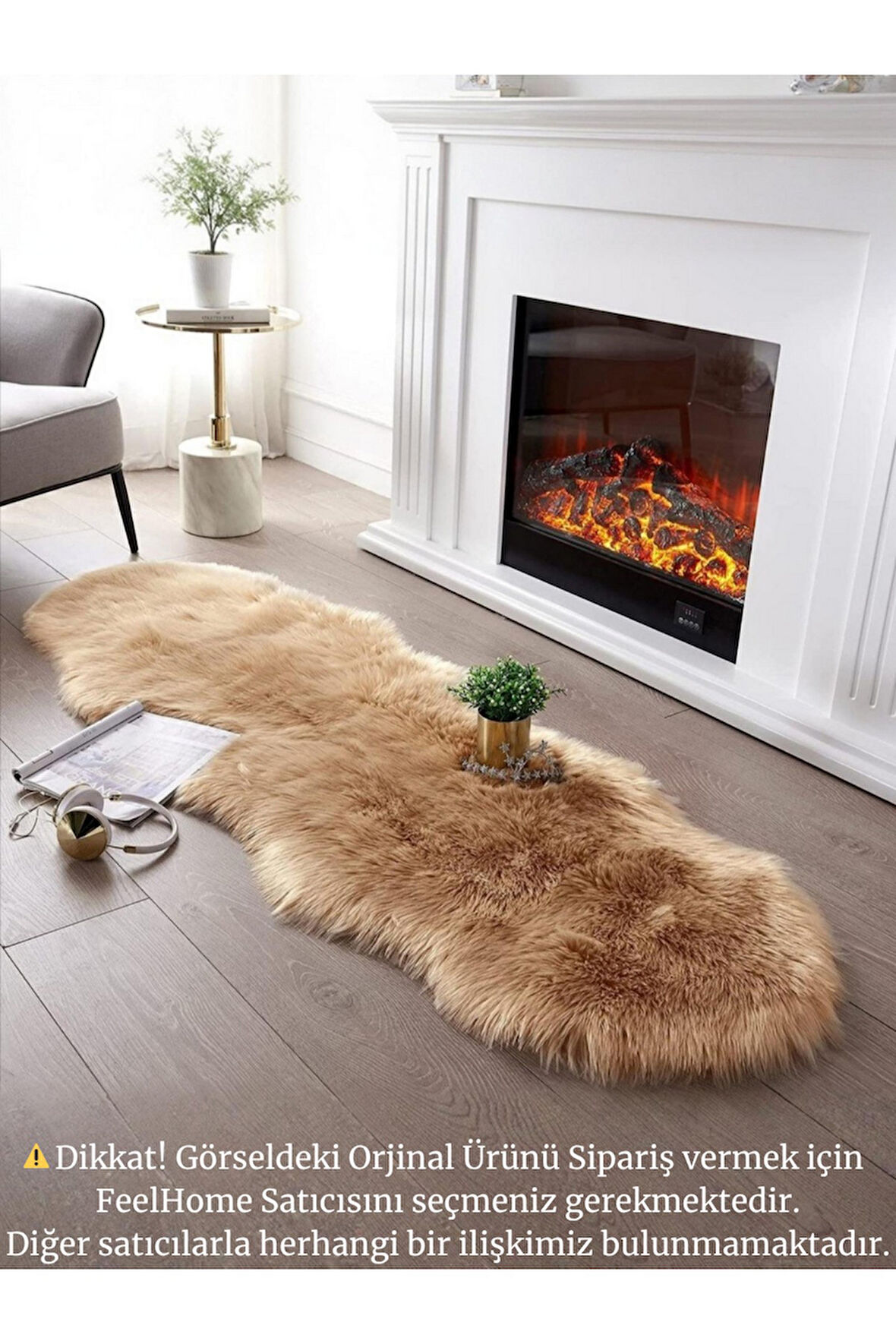 Kuzu Post Peluş Premium Yumuşacık Tüylü Halı Çift Kafa