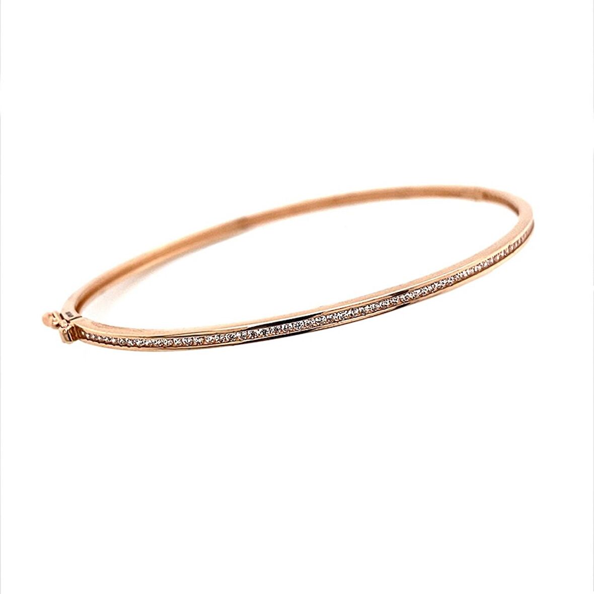 Tek Sıralı Su Yolu Rose Altın Kelepçe 14 Ayar