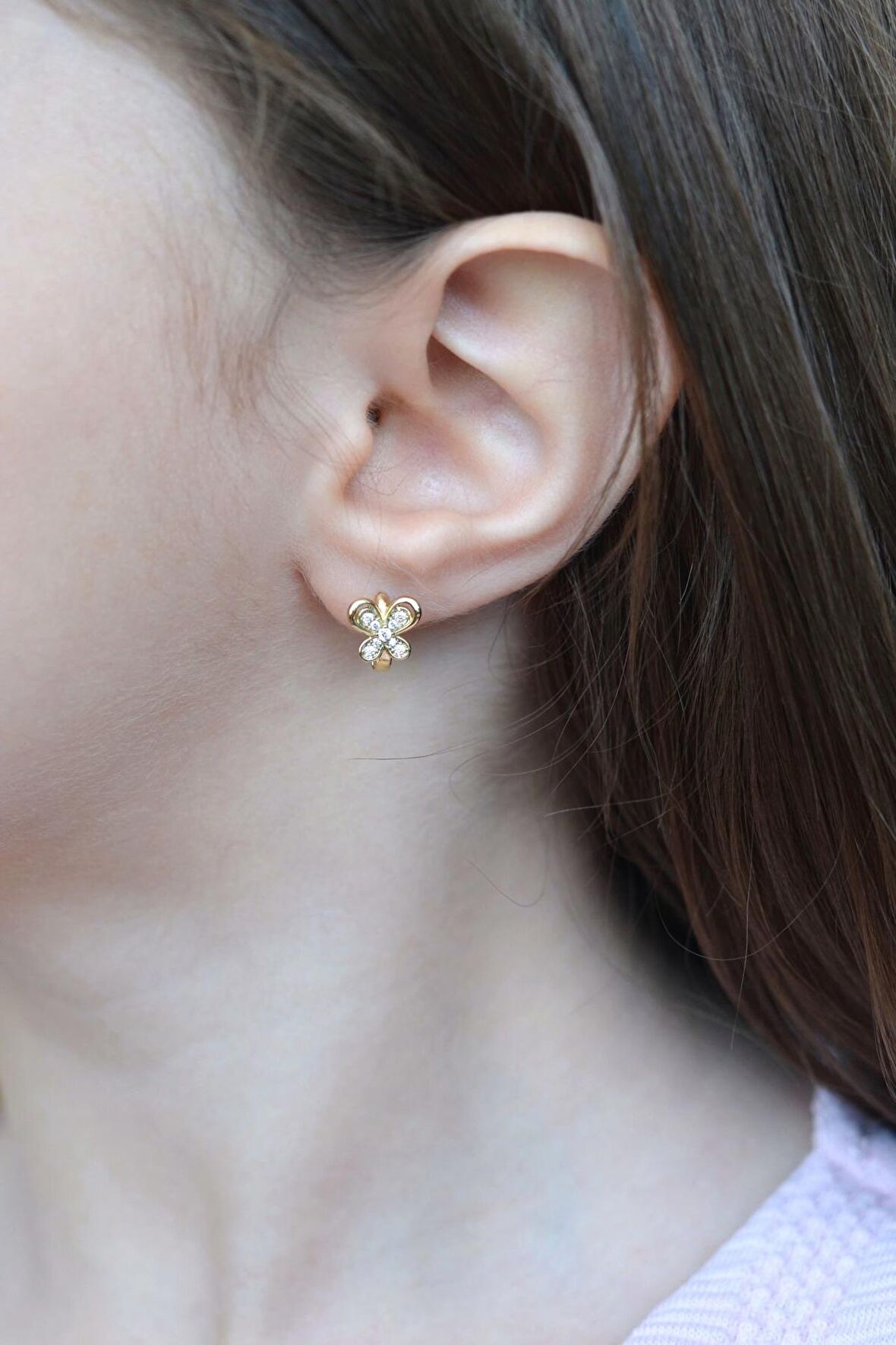 Kelebekli Çocuk Küpesi Halka Model