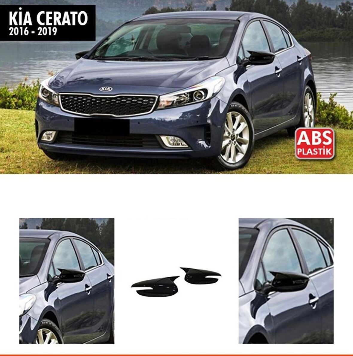 Kia Cerato Batman Yarasa Ayna Kapağı 2016-2019 arası Parlak Siyah