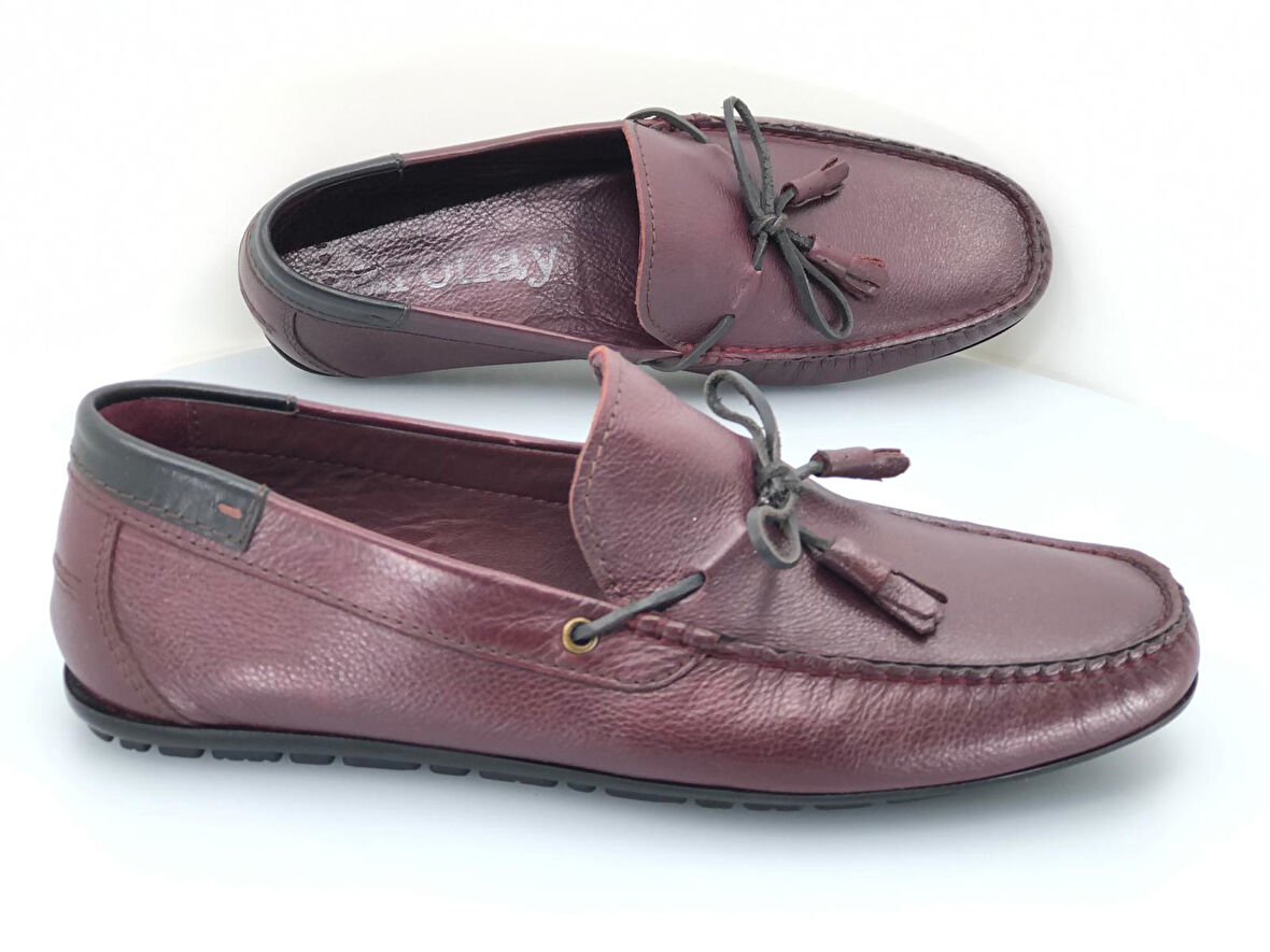 Aronay 084 %100 Hakiki Deri Püsküllü Erkek Loafer Babet