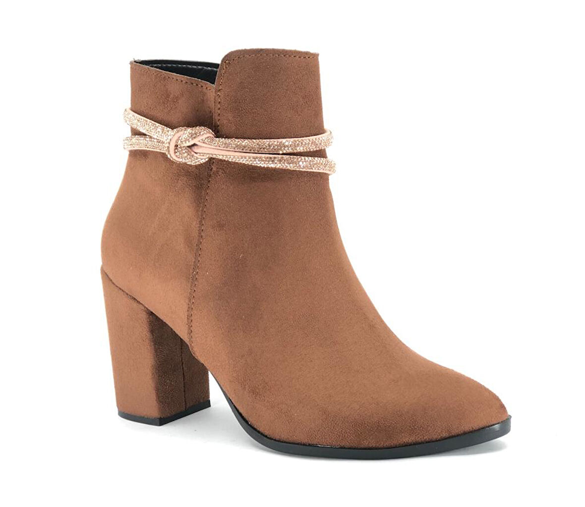 Feles Bilek Düğüm Taş Dekolteli Klasik Kadın Bot