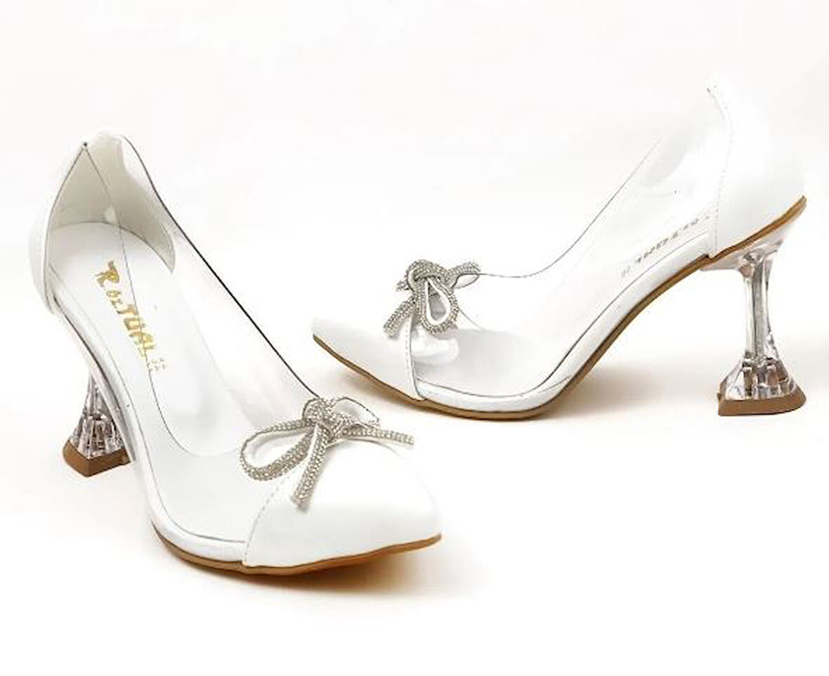 Seribo Sindirella 10 cm Topuklu Şeffaf Stiletto Kadın Ayakkabı