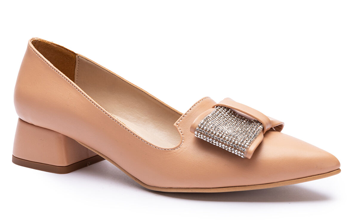 Feles Taş Kurdela Detaylı Kadın Topuklu Ayakkabı