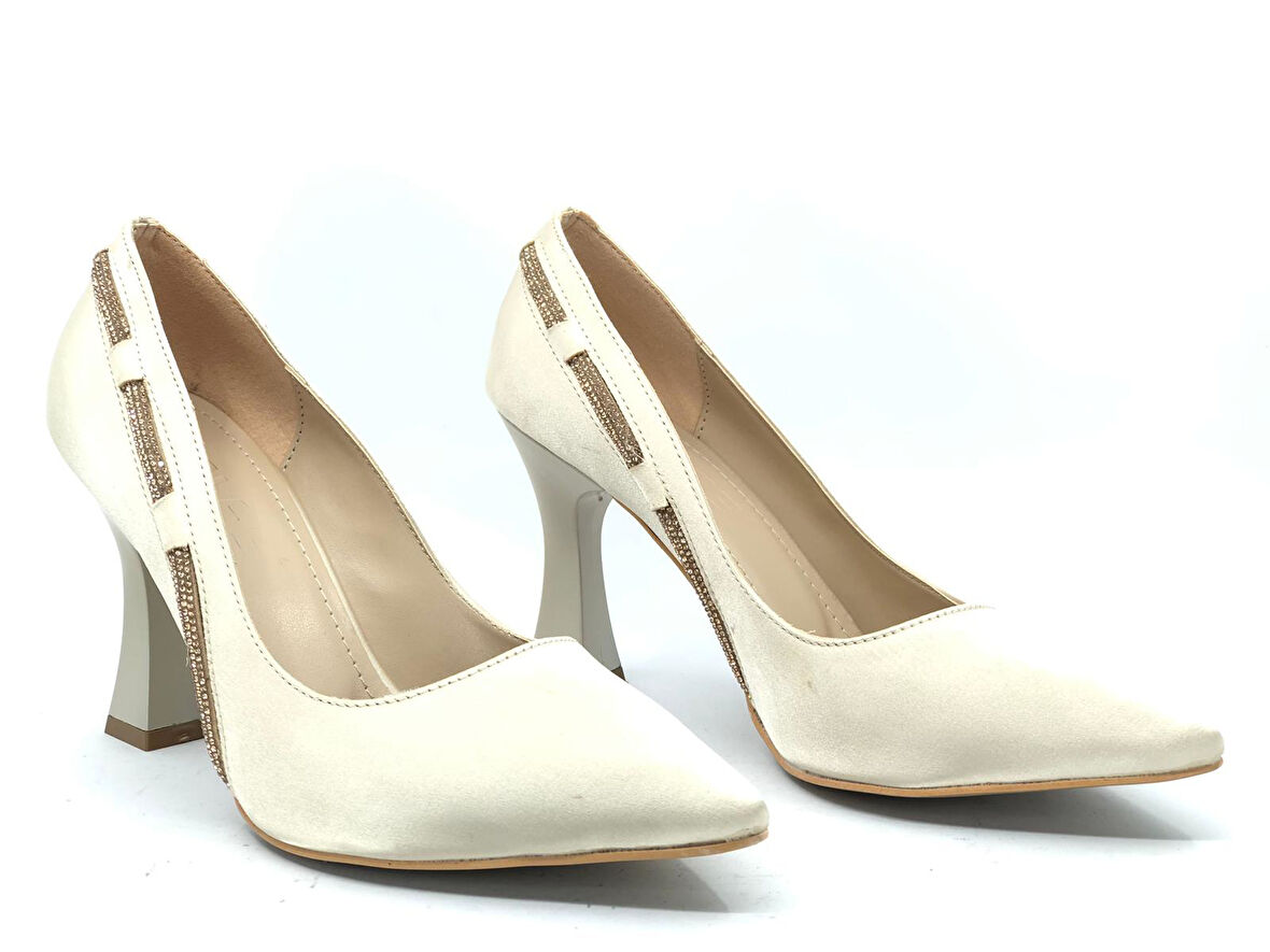 Feles 18-137 Yanı Şerit Taşlı Abiye Kadın Topuklu Ayakkabı Stiletto