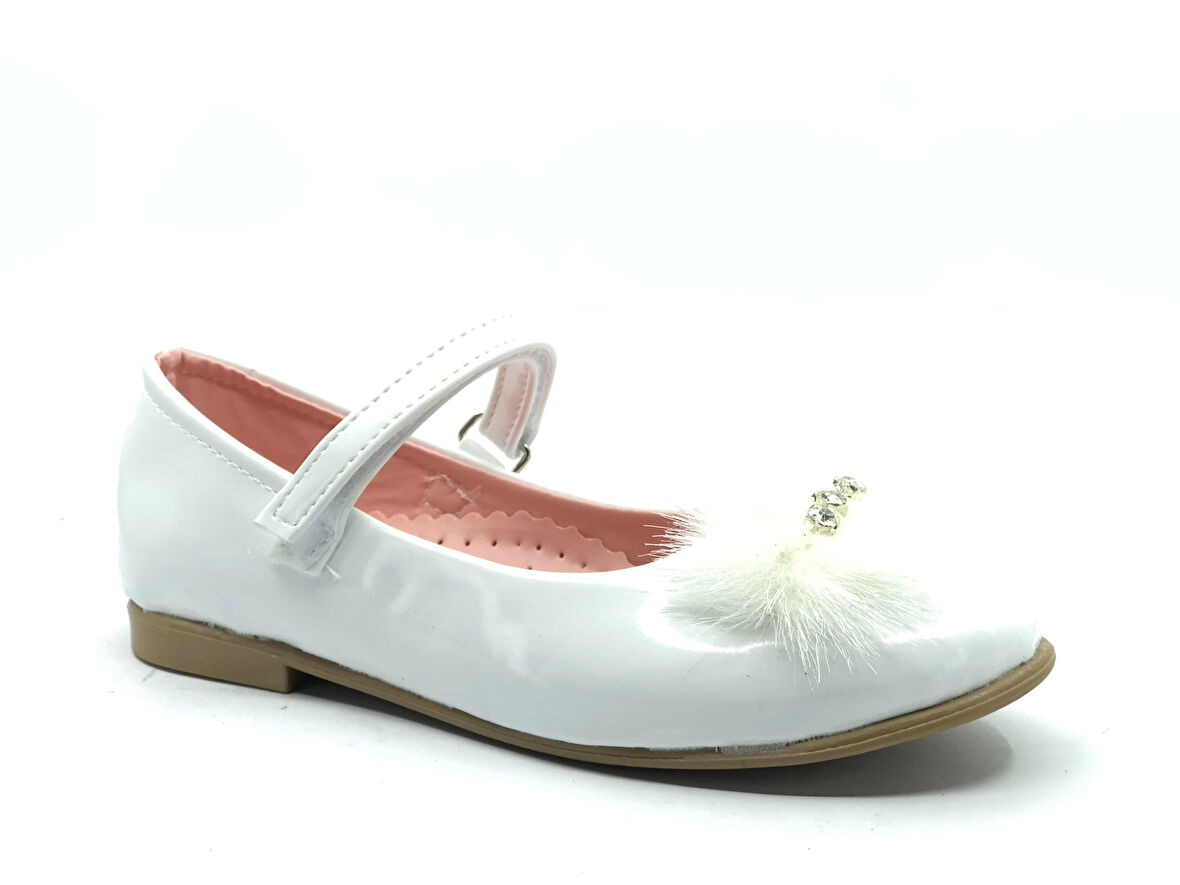 İremsu Tüylü Taşlı Cırtlı Kız Çocuk Babet Ayakkabı