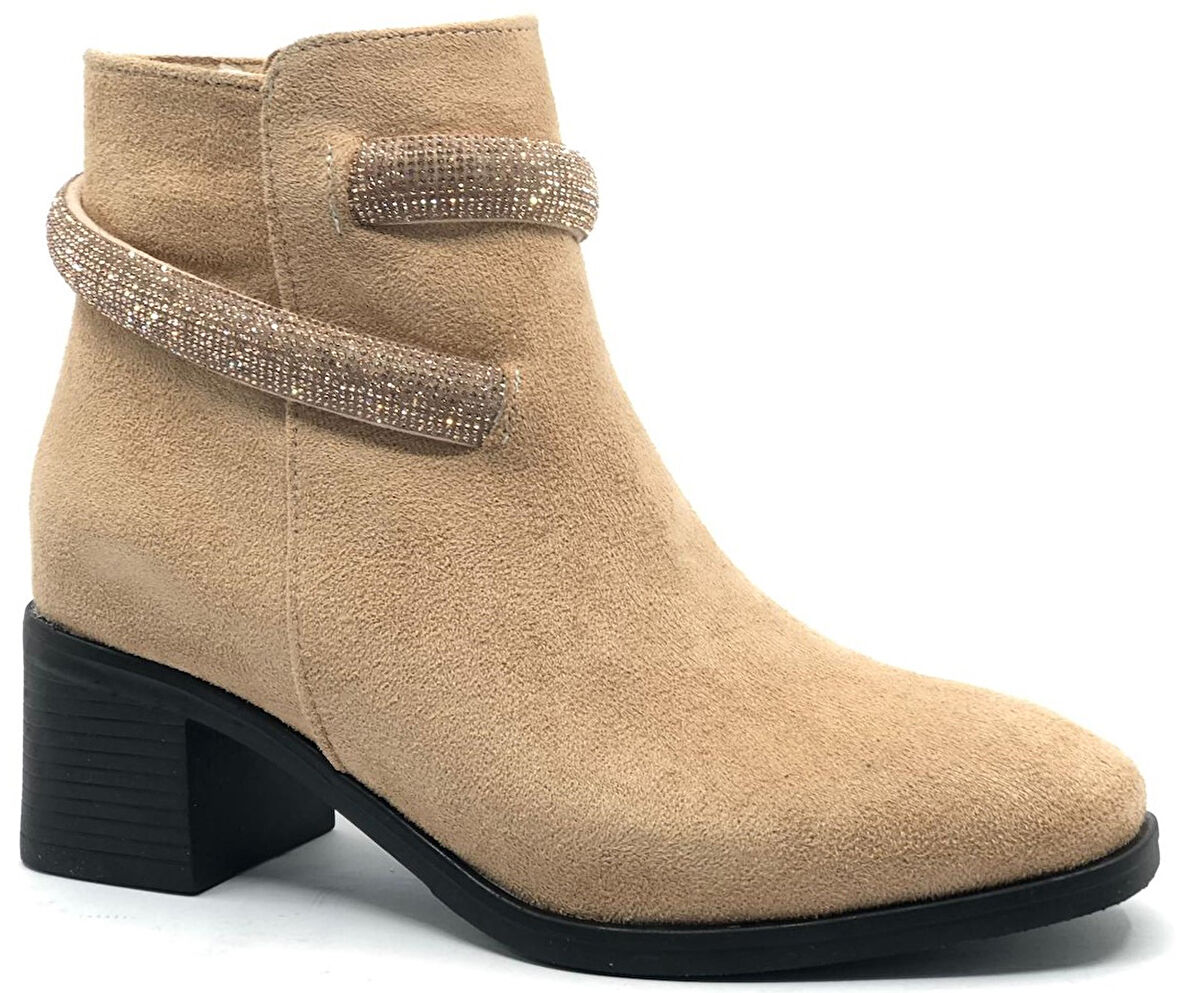 Asya Bilek Şerit Taş Kemerli Kısa Topuklu Kadın Bot