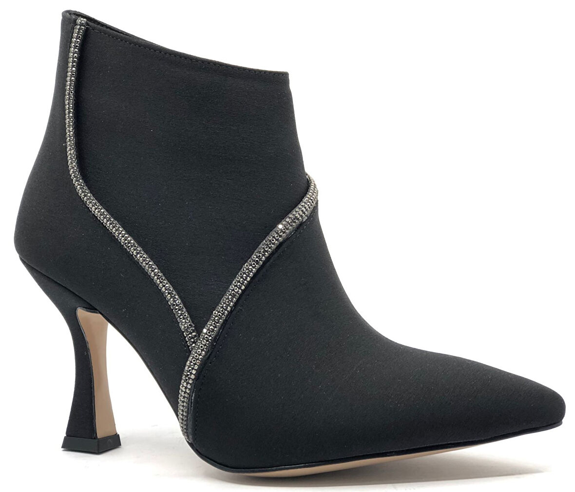 Feles V Taş Dekolteli Saten Topuklu Kadın Bot