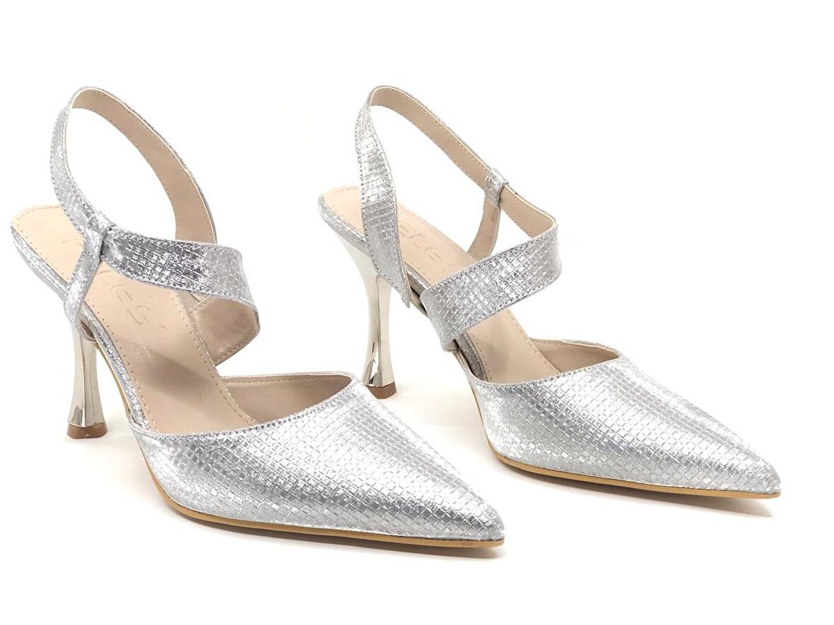 Feles Çapraz Detaylı Arkası Açık Stiletto Kadın Topuklu Ayakkabı