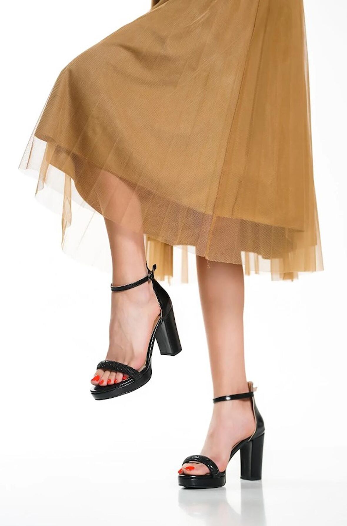 Feles 20mm.platform Taşlı Tek Bant Bilekten Tokalı Abiye Kadın Ayakkabı