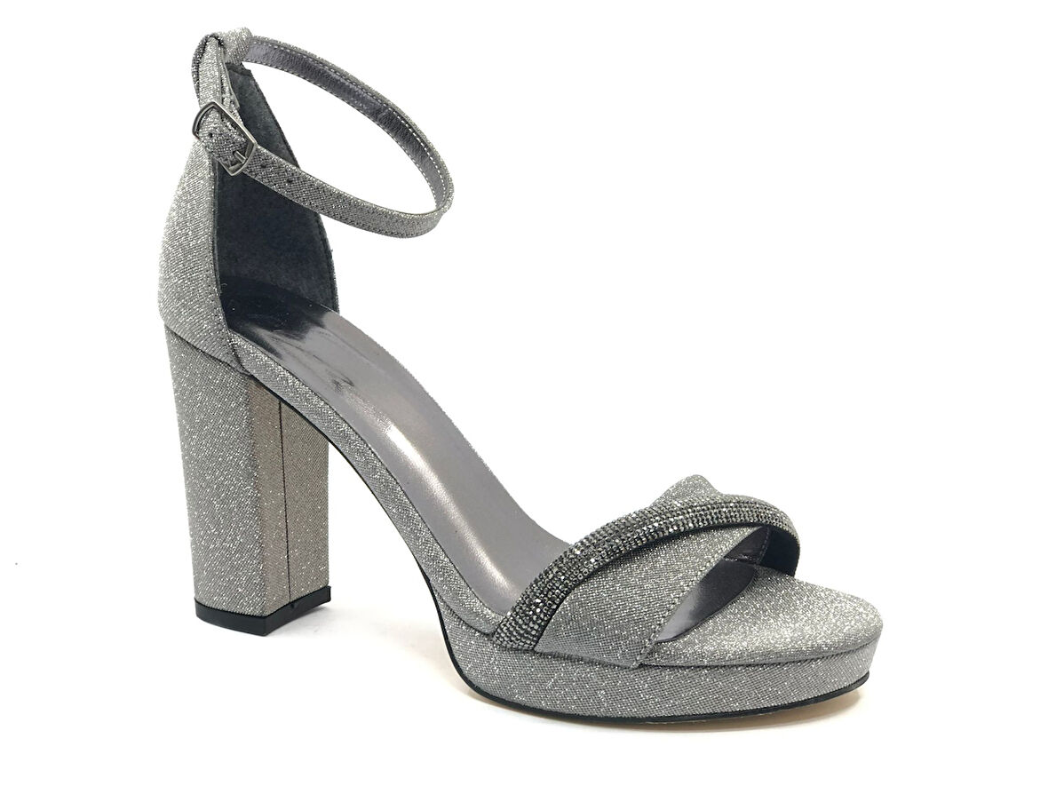 Feles Şerit Taş Detaylı Tek Bant Platform 11 cm Topuklu Kadın Ayakkabı