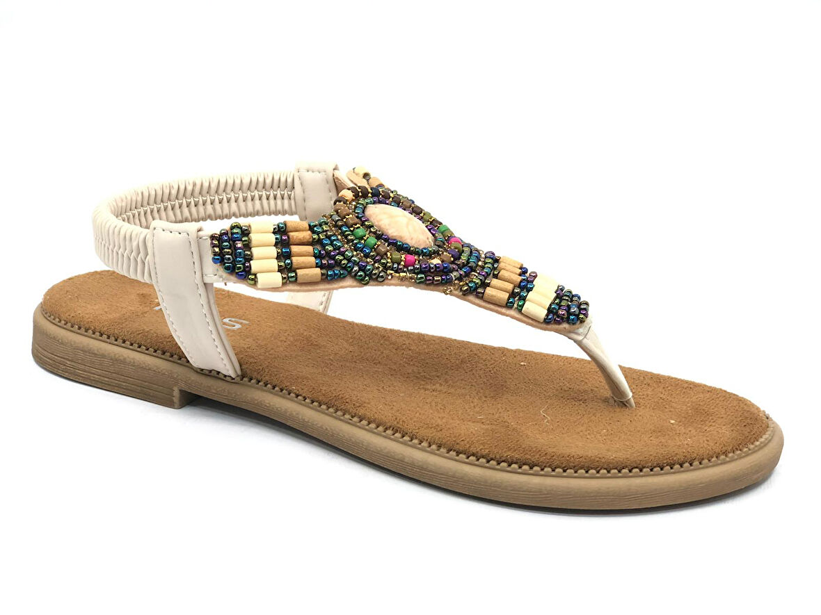 Feles Taş Detaylı Parmak Arası Kadın Sandalet