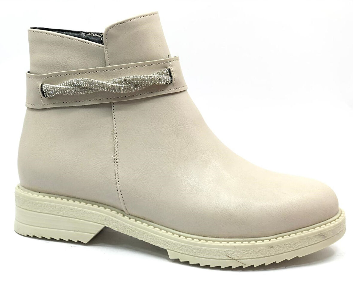 Mehtap Taş Dekolteli Düz Kaymaz Taban Kadın Bot