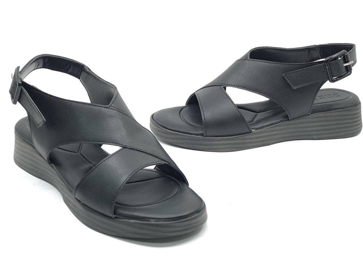 Seribo 25Y003 Cırt Detaylı Ortopedik Taban Kadın Sandalet