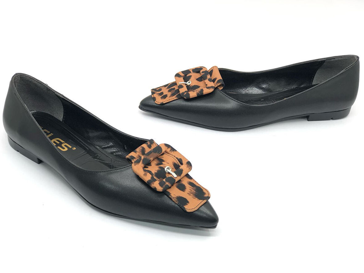 Feles Leopar Toka Detaylı Kadın Babet Ayakkabı