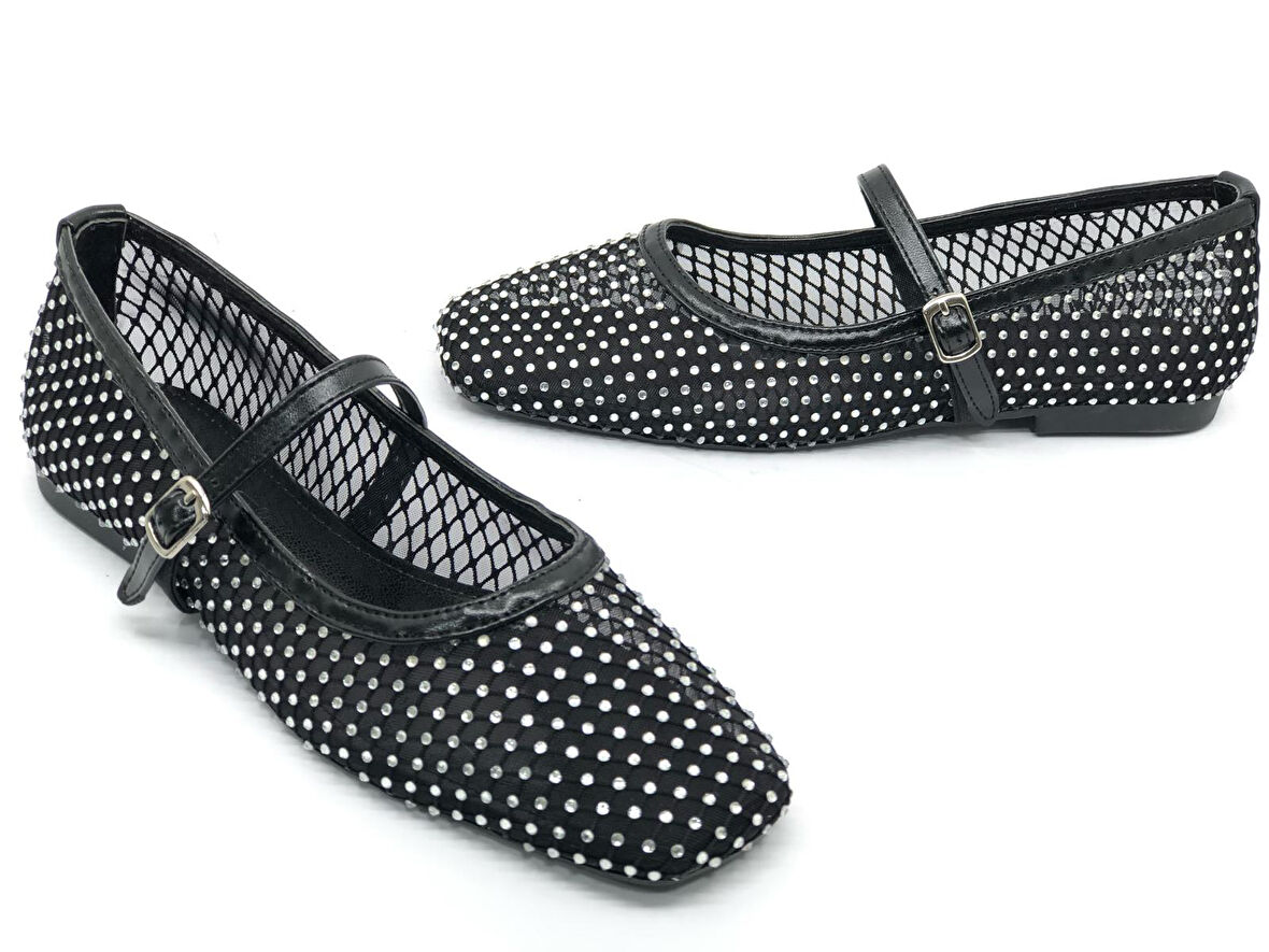 Feles Dantel Taş Detaylı Kadın Babet Ayakkabı