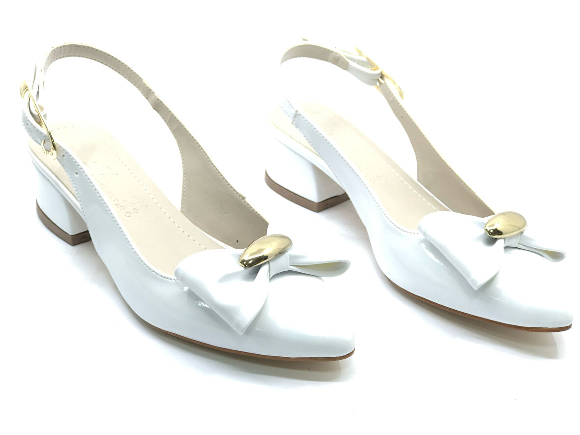 Mehtap Arkası Açık Fiyonk Detaylı Klasik Kadın Topuklu Ayakkabı