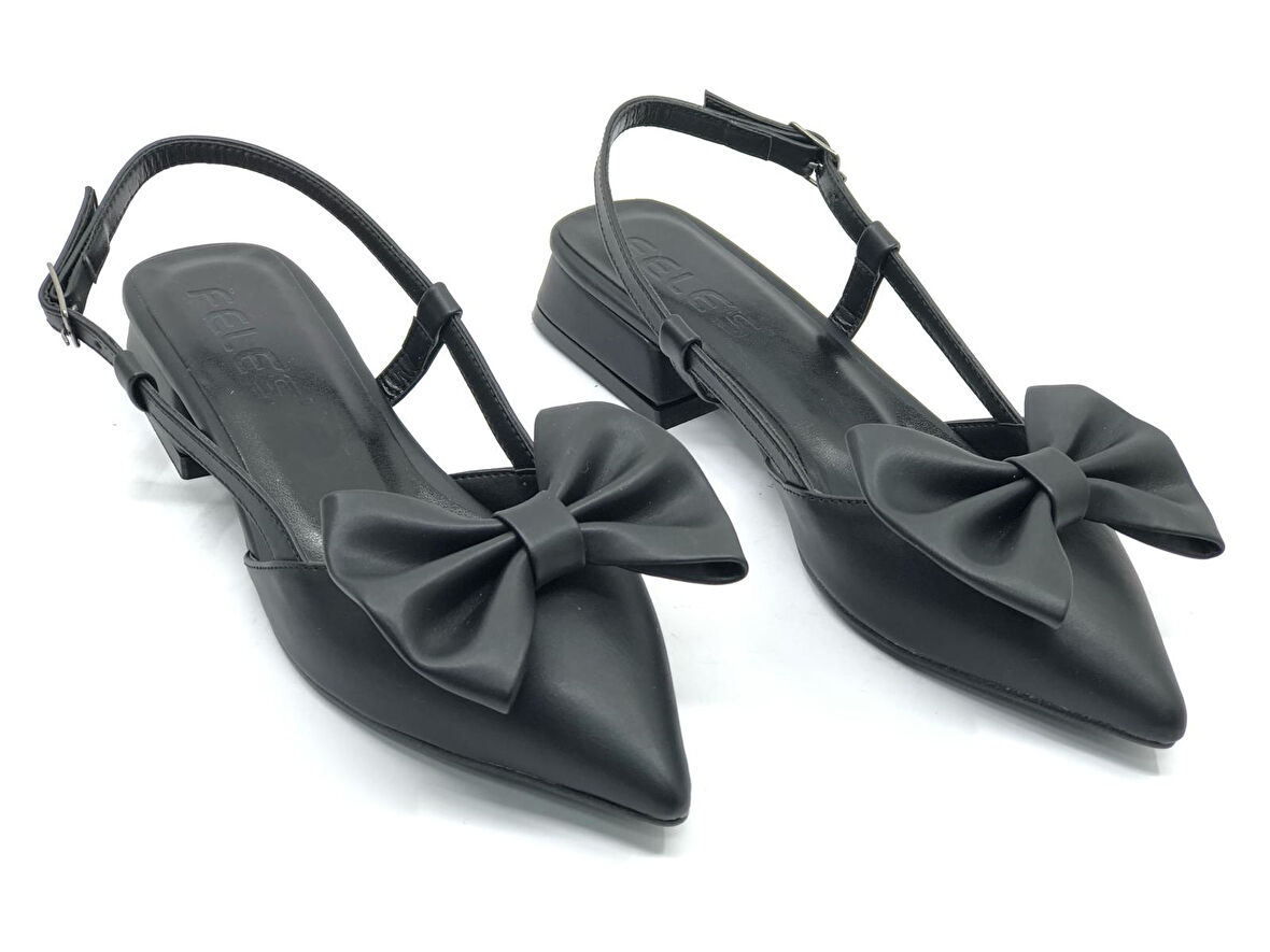 Feles Kurdela Detaylı Arkası Açık Kadın Babet Ayakkabı