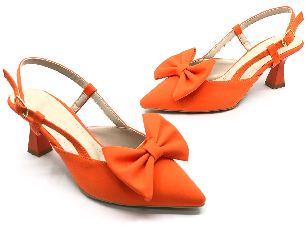 Feles Kurdela Detaylı Arkası Açık Stiletto Kadın Topuklu Ayakkabı