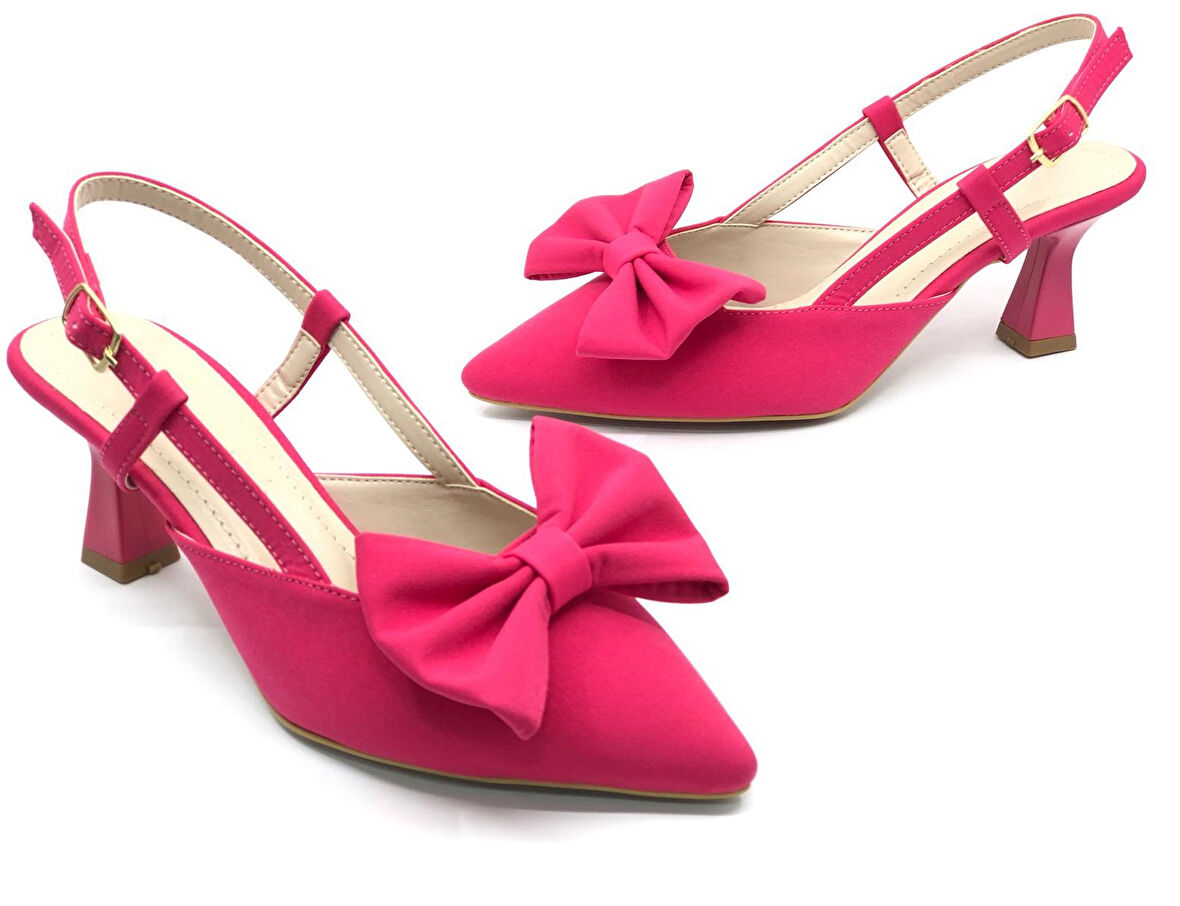 Feles Kurdela Detaylı Arkası Açık Stiletto Kadın Topuklu Ayakkabı