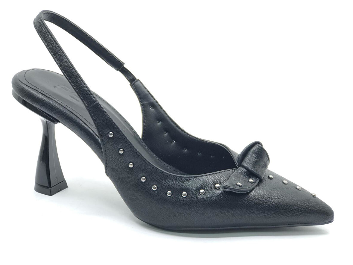 Feles Zımba Kurdela Detaylı Arkası Açık Stiletto Kadın Topuklu Ayakkabı