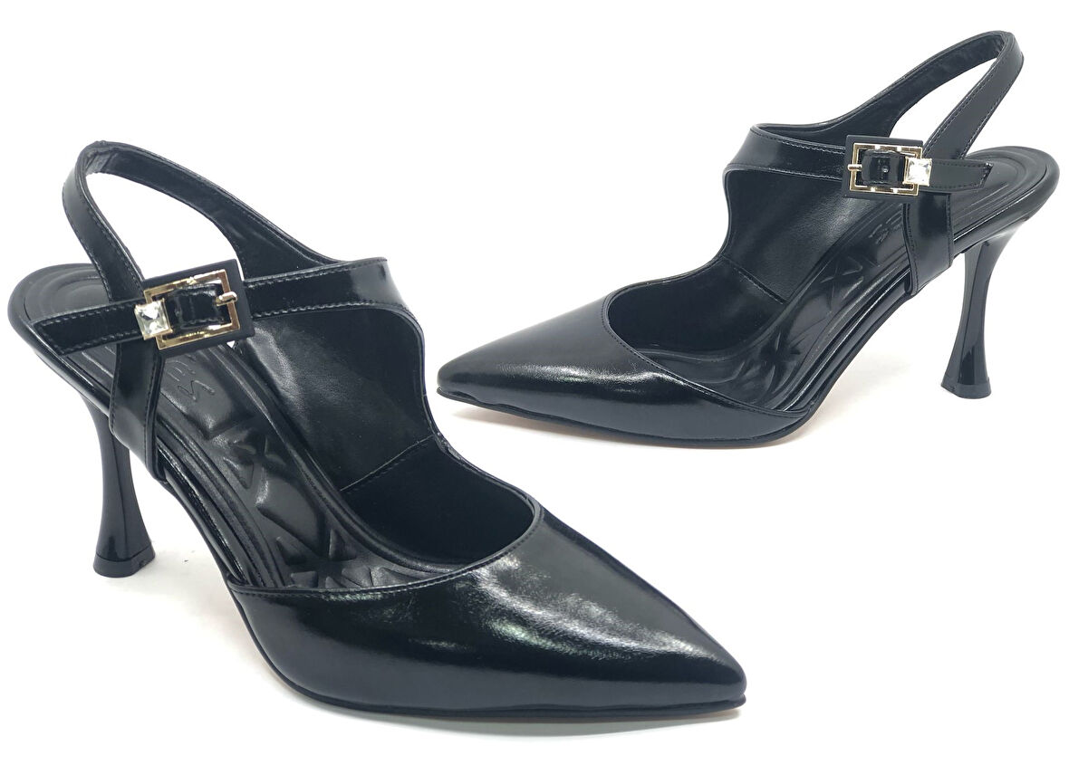 Feles Matiko Toka Detaylı Arkası Açık Stiletto Kadın Topuklu Ayakkabı