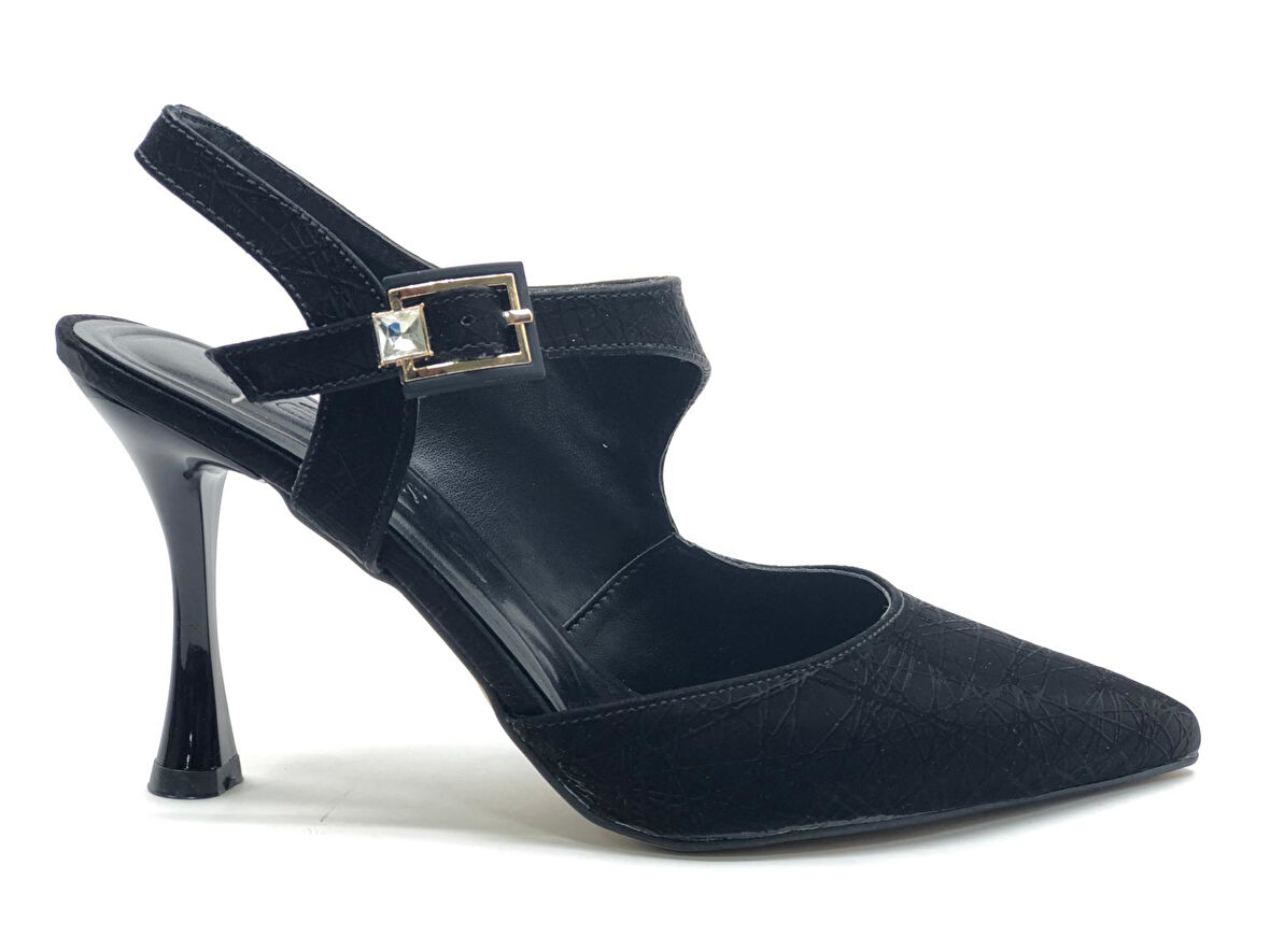 Feles Okitam Toka Detaylı Arkası Açık Stiletto Kadın Topuklu Ayakkabı