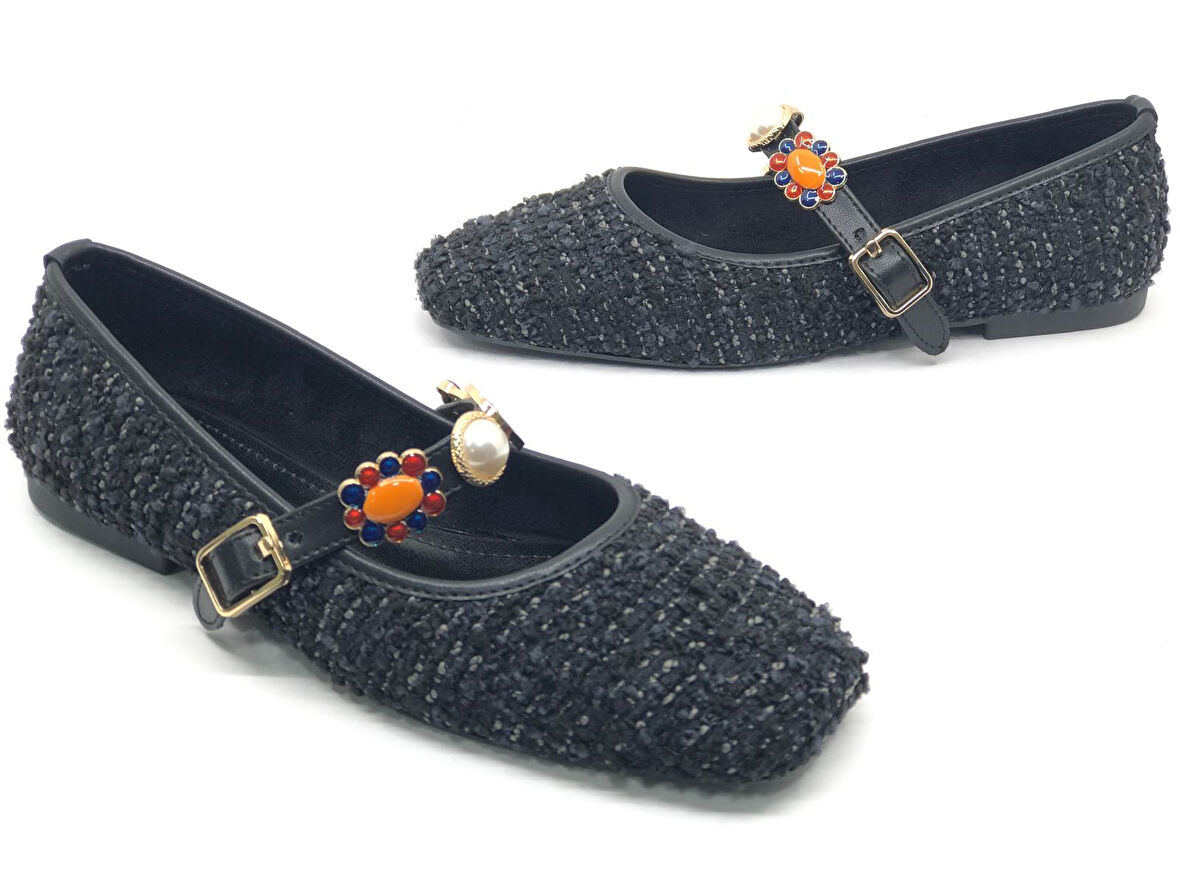 Feles İnci Toka Detaylı Kadın Babet Ayakkabı