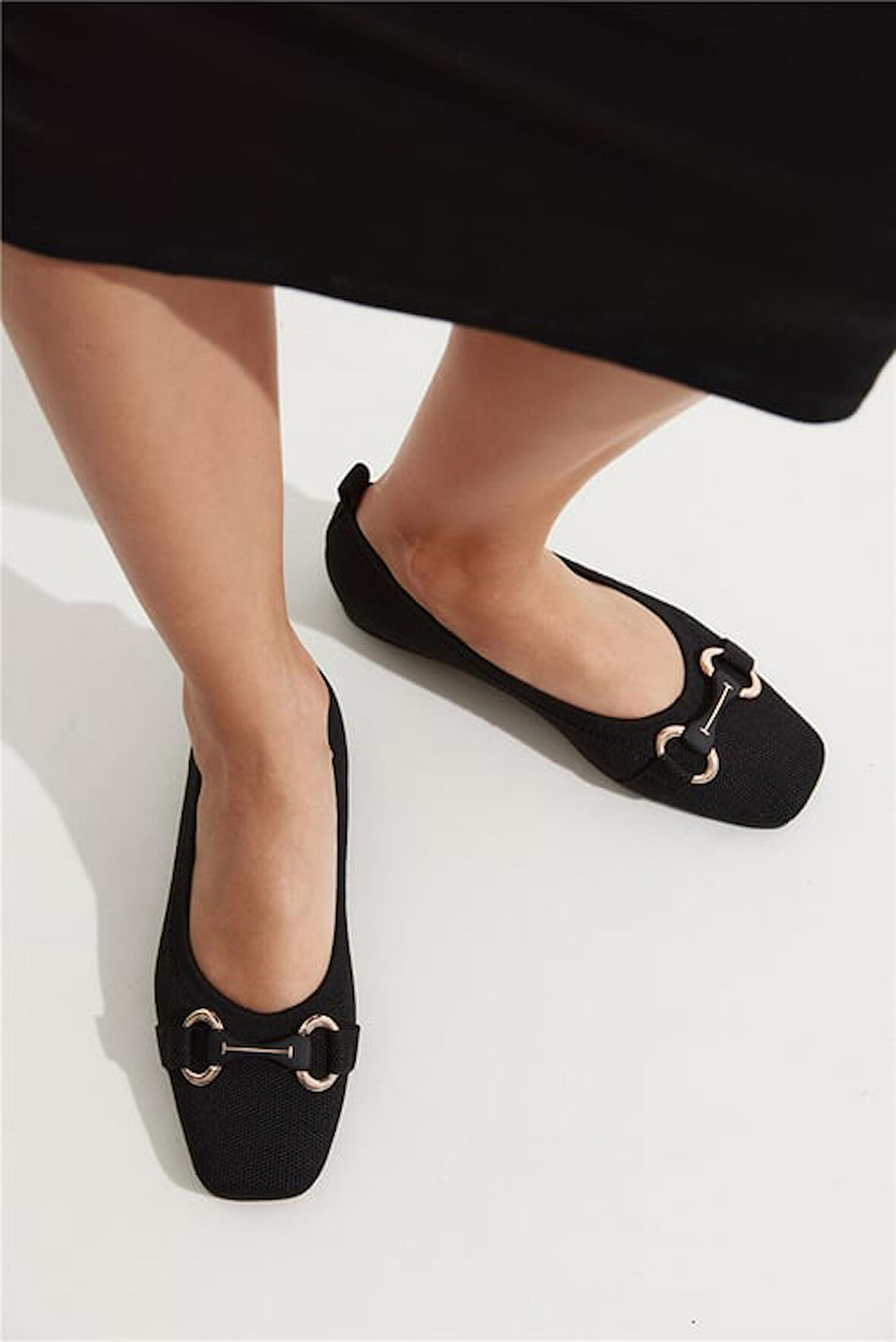 Feles Triko Toka Küt Burun Kadın Babet Ayakkabı