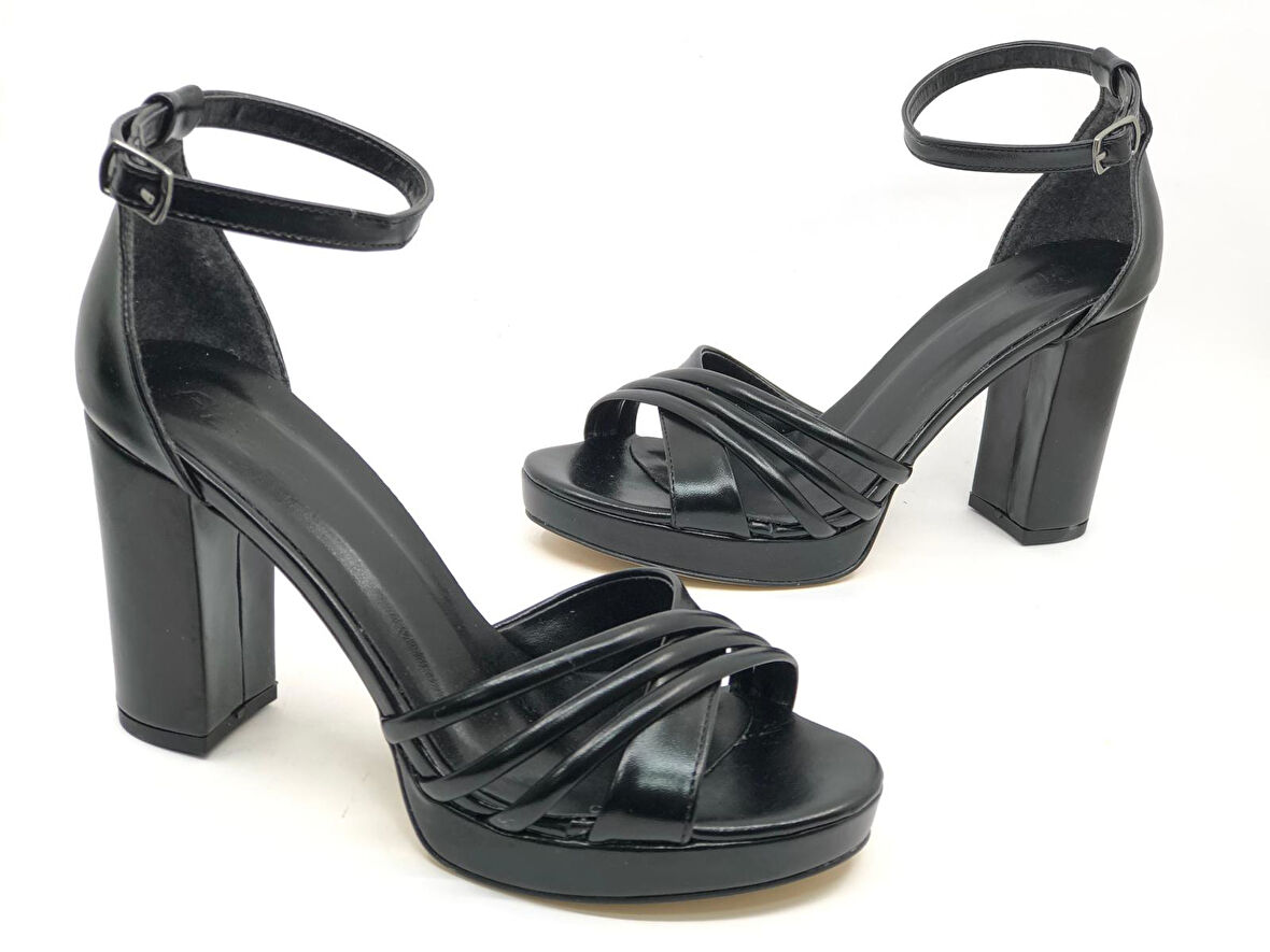 Feles Platform Çapraz Bant Topuklu Kadın Abiye Ayakkabı