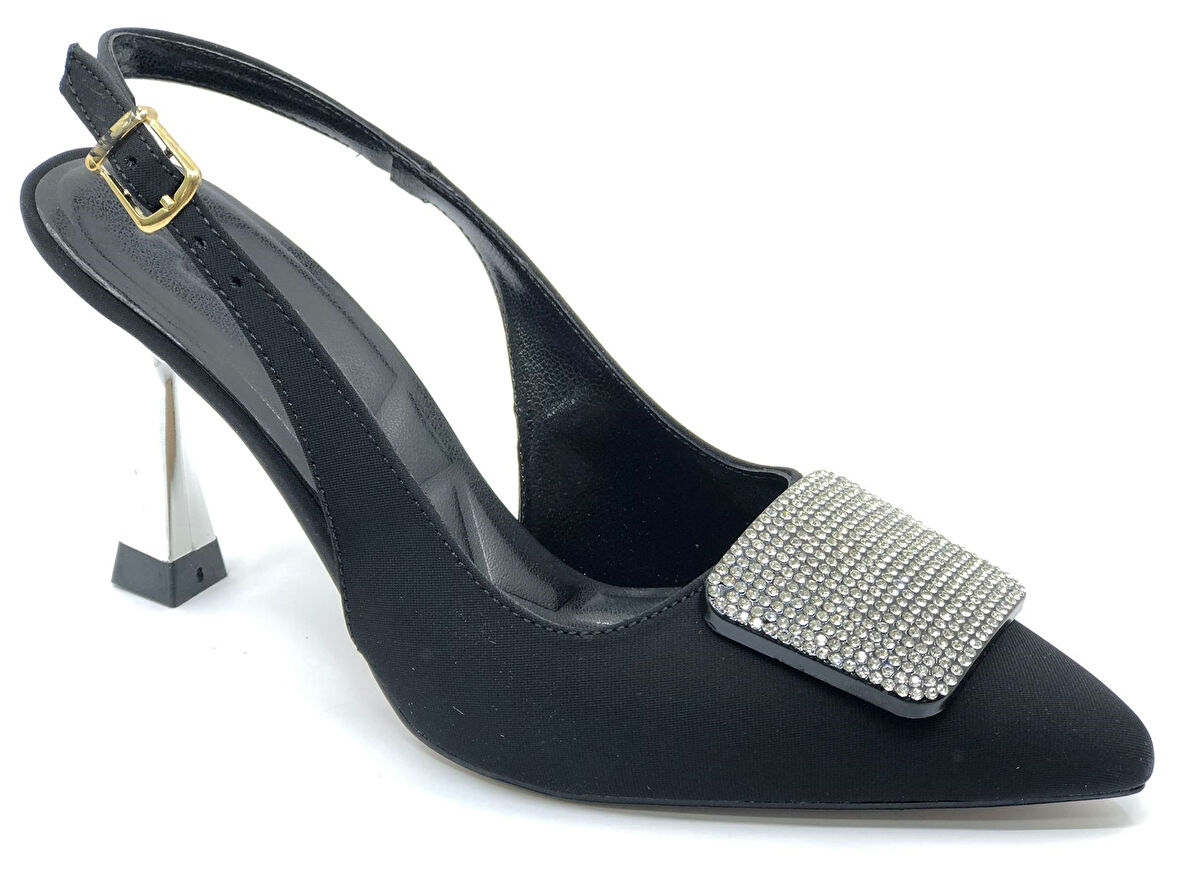 Feles Taş Toka Detaylı Arkası Açık Stiletto Kadın Topuklu Ayakkabı