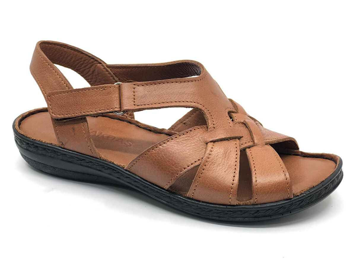 Ayakdaş %100 Hakiki Deri Tam Ortapedik Fus Pedli Taban Kadın Sandalet