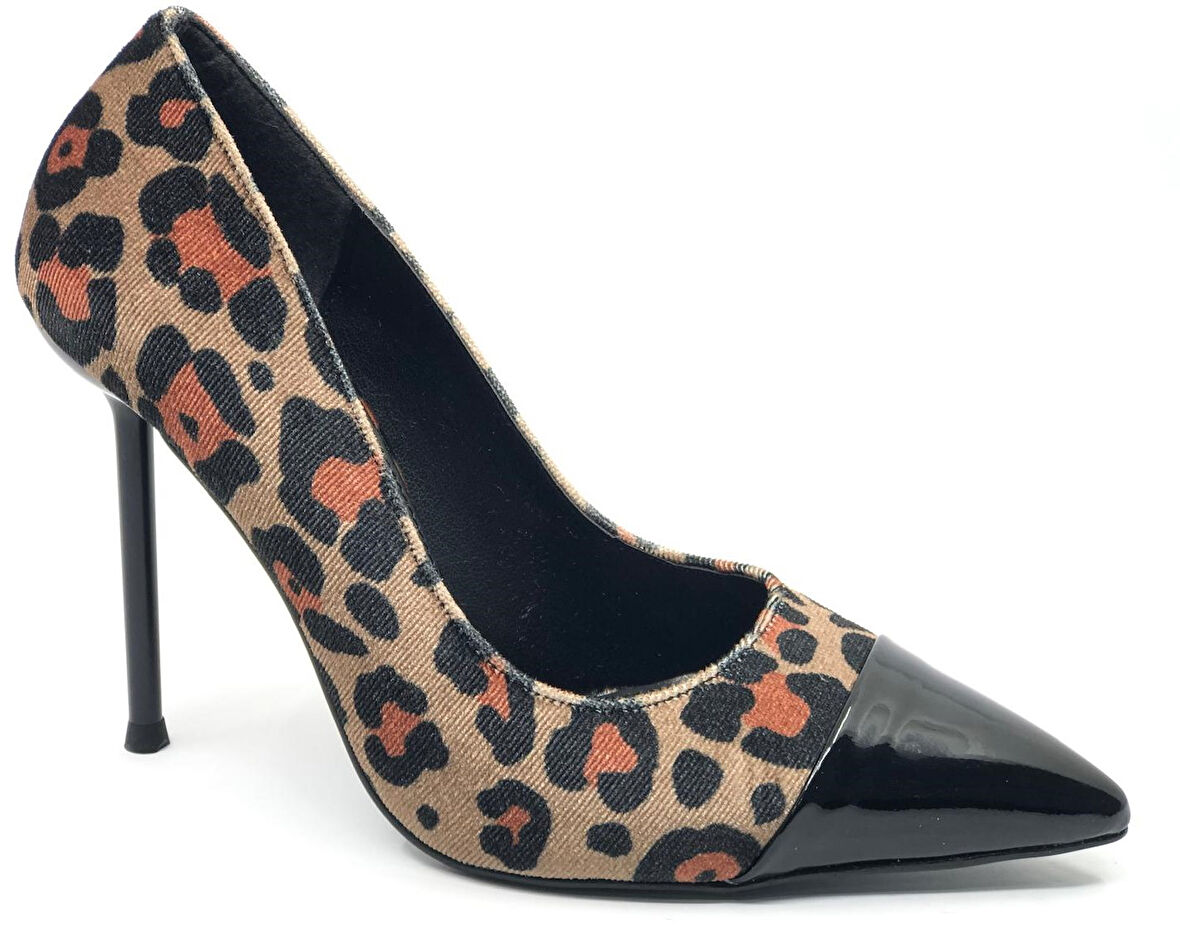 Feles İnce Topuklu Leopar Desenli Stiletto Kadın Ayakkabı