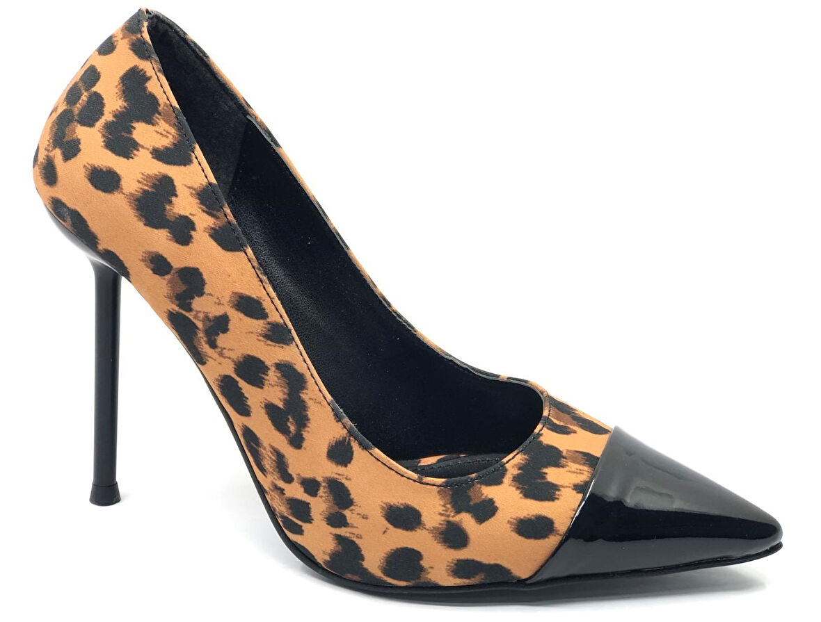 Feles İnce Topuklu Leopar Desenli Stiletto Kadın Ayakkabı
