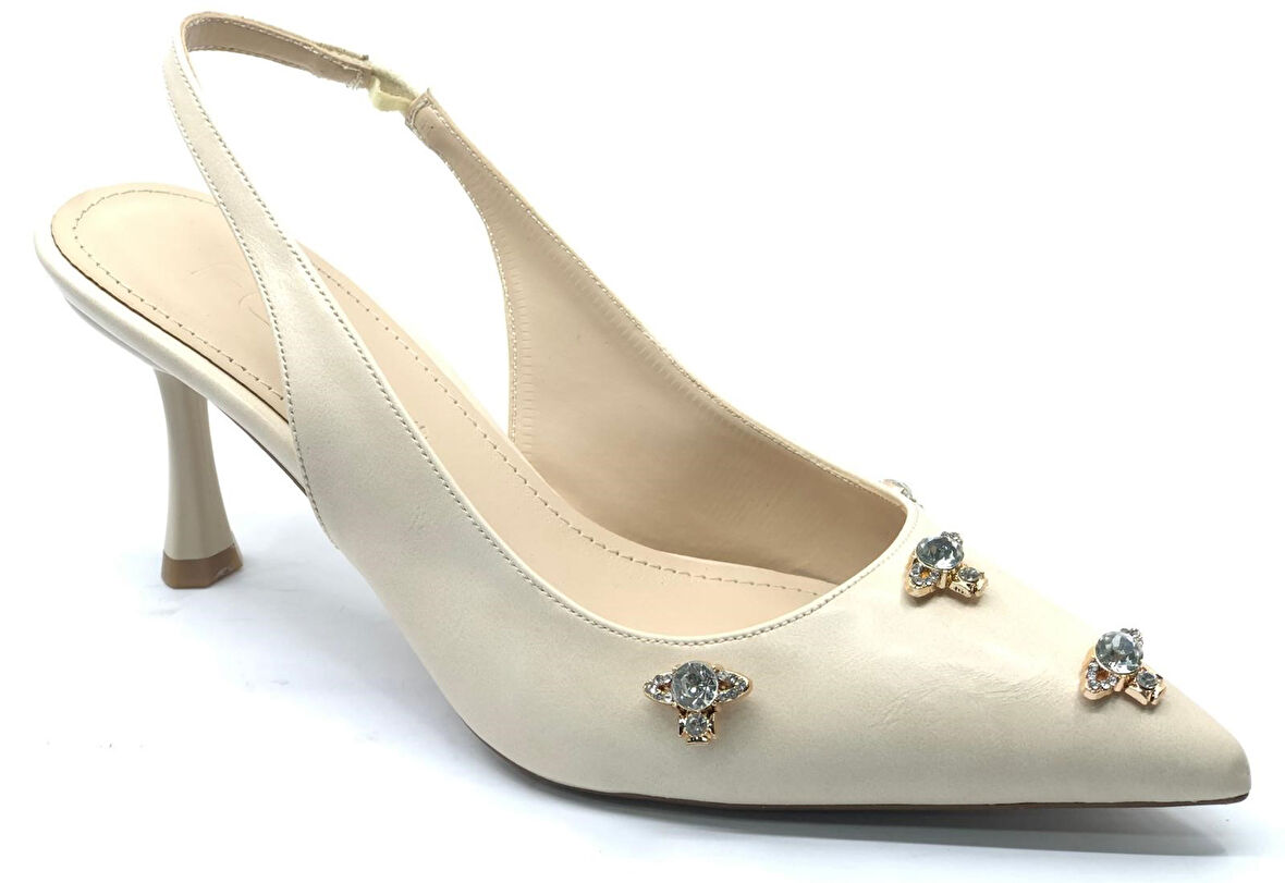 Feles Arkası Açık Taş Detaylı Stiletto Kadın Ayakkabı