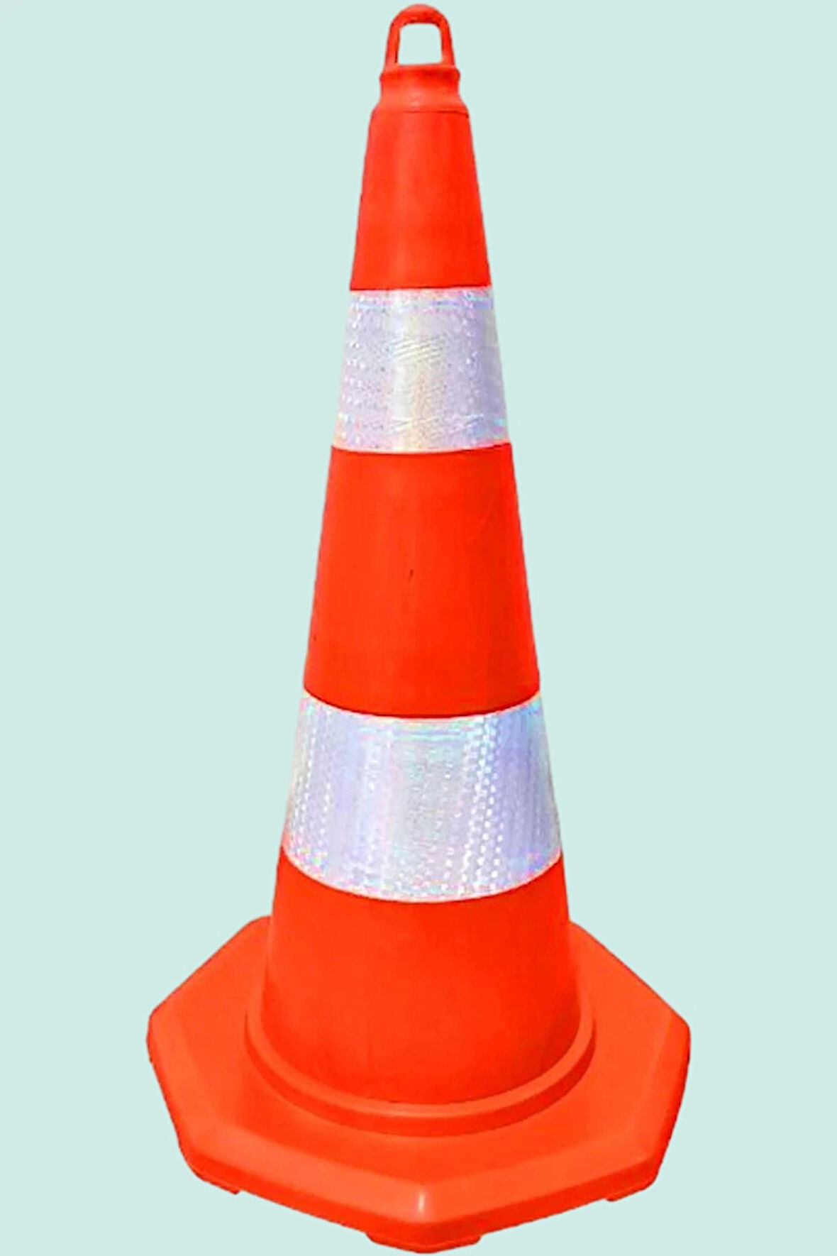 Trafik Konisi 75cm Isg Uyarıcı Reflektör Bantlı Ağırlıklı Tabanlı Yüksek Görünürlüklü