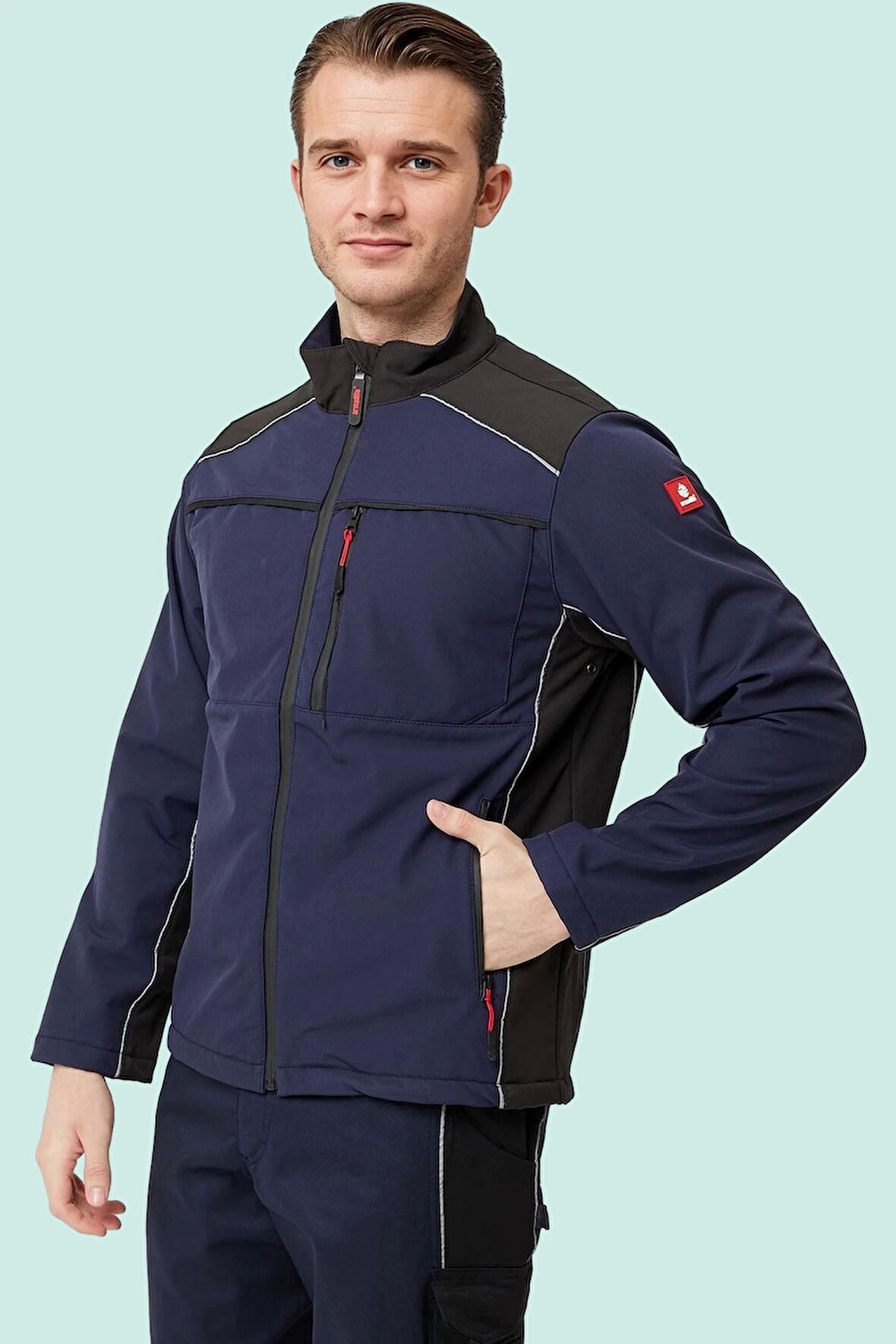 Kışlık İş Güvenliği Softshell Mont Allium Suya Rüzgar Kesici Termal İç Astarlı