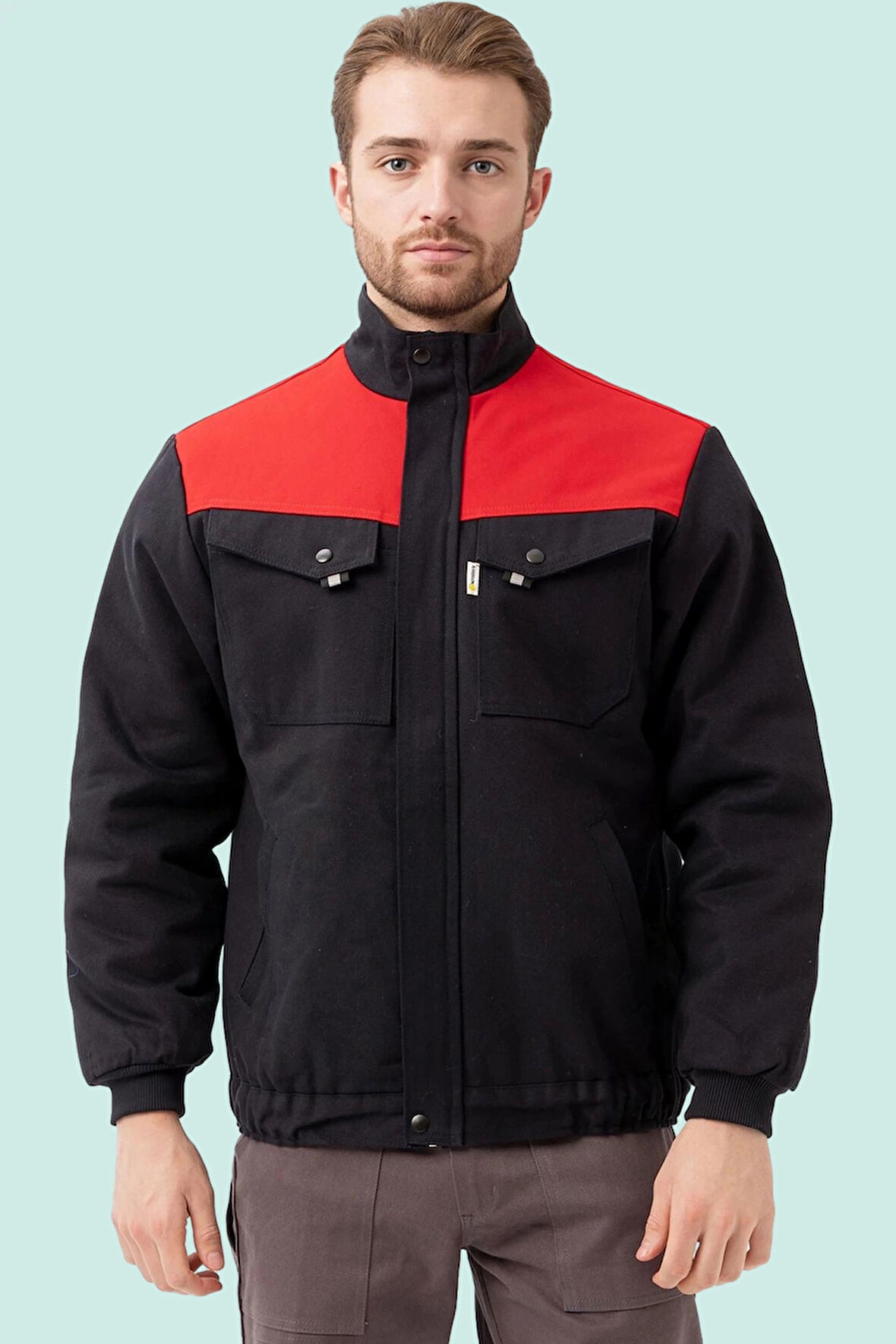 Kışlık İş Mont GriTuruncu Kapitone Astarlı Avensis Astar Rüzgar Geçirmez Montu Kıyafeti